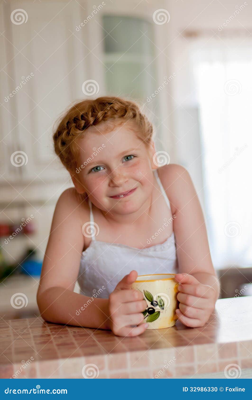 Girl C Cup of Tea in the Kitchen Stock Photo Image of food, beautiful