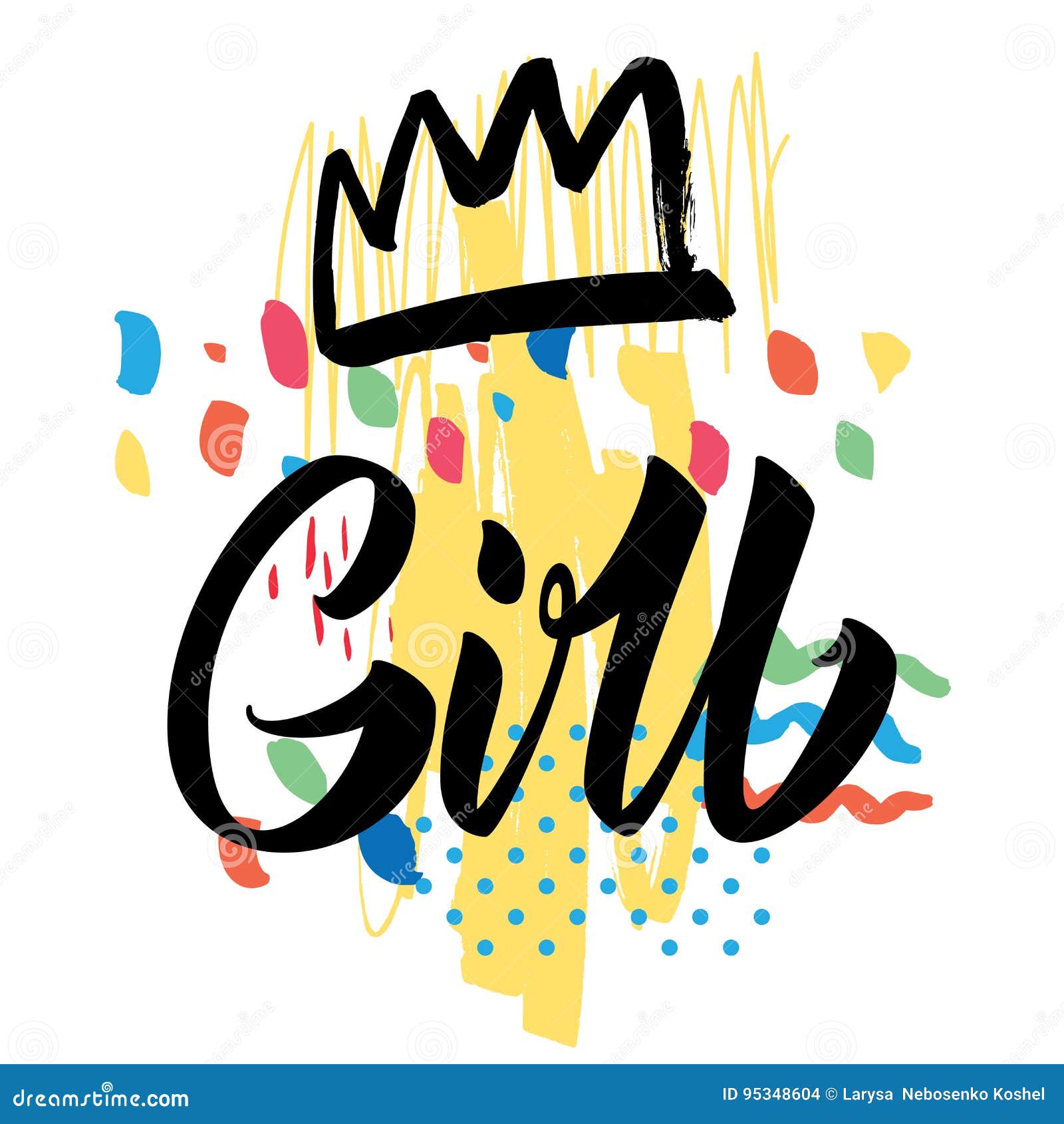 Girl. Calligraphy Lettering Illustration. Stock Vector - Illustration ...