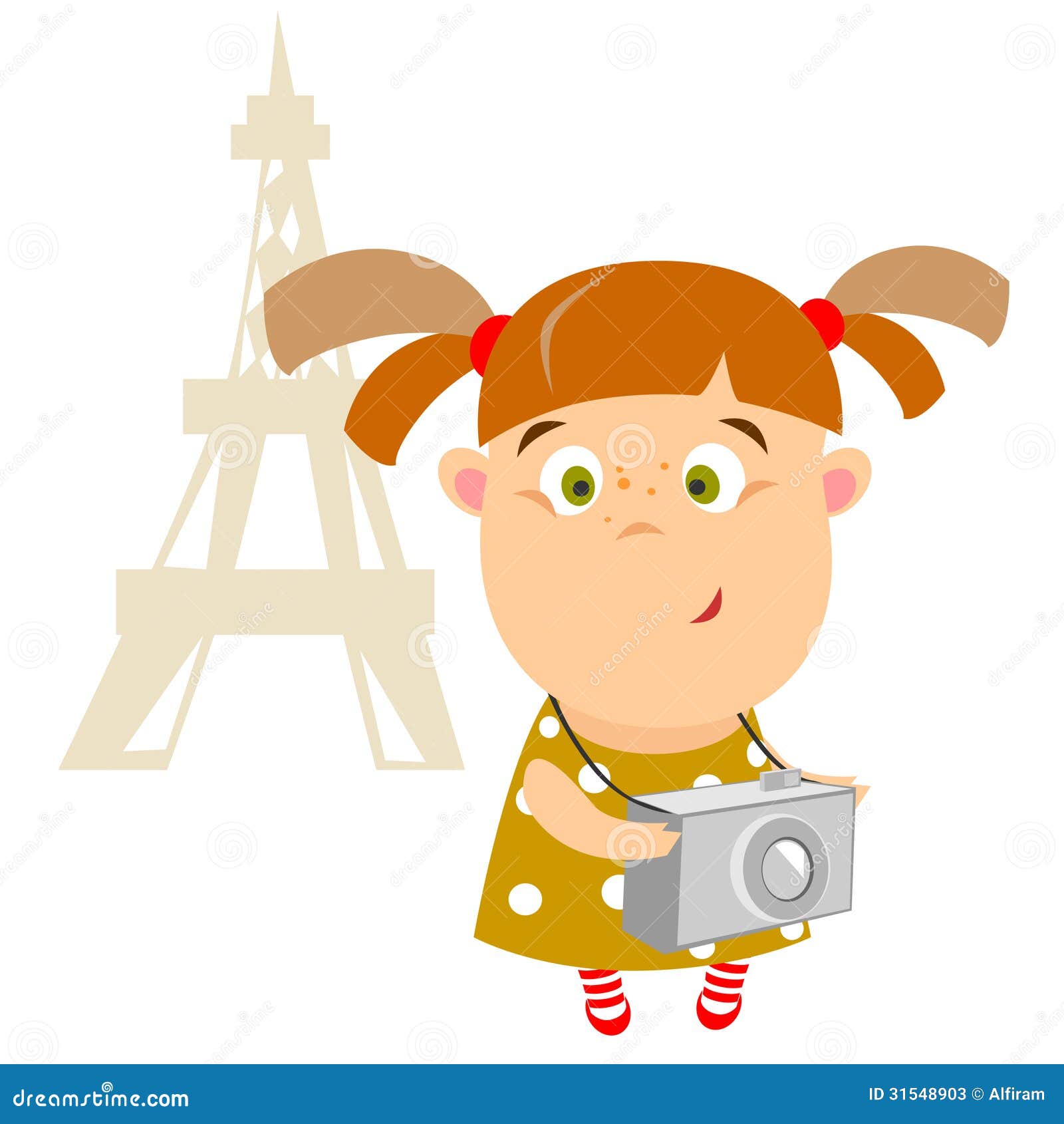 Girl with camera stock vector. Illustration of travel 31548903