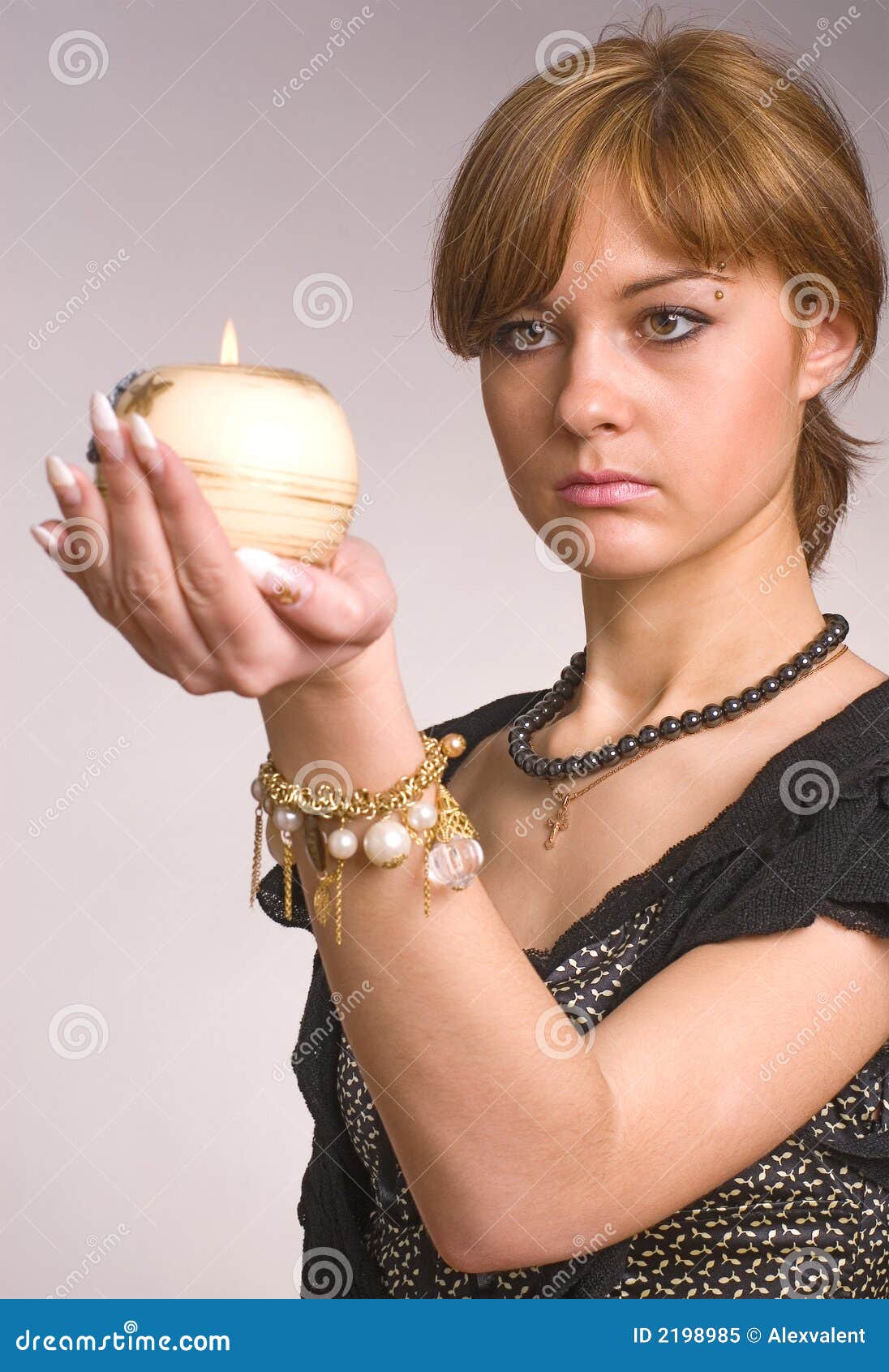 The girl with a candle stock image. Image of christmas 2198985