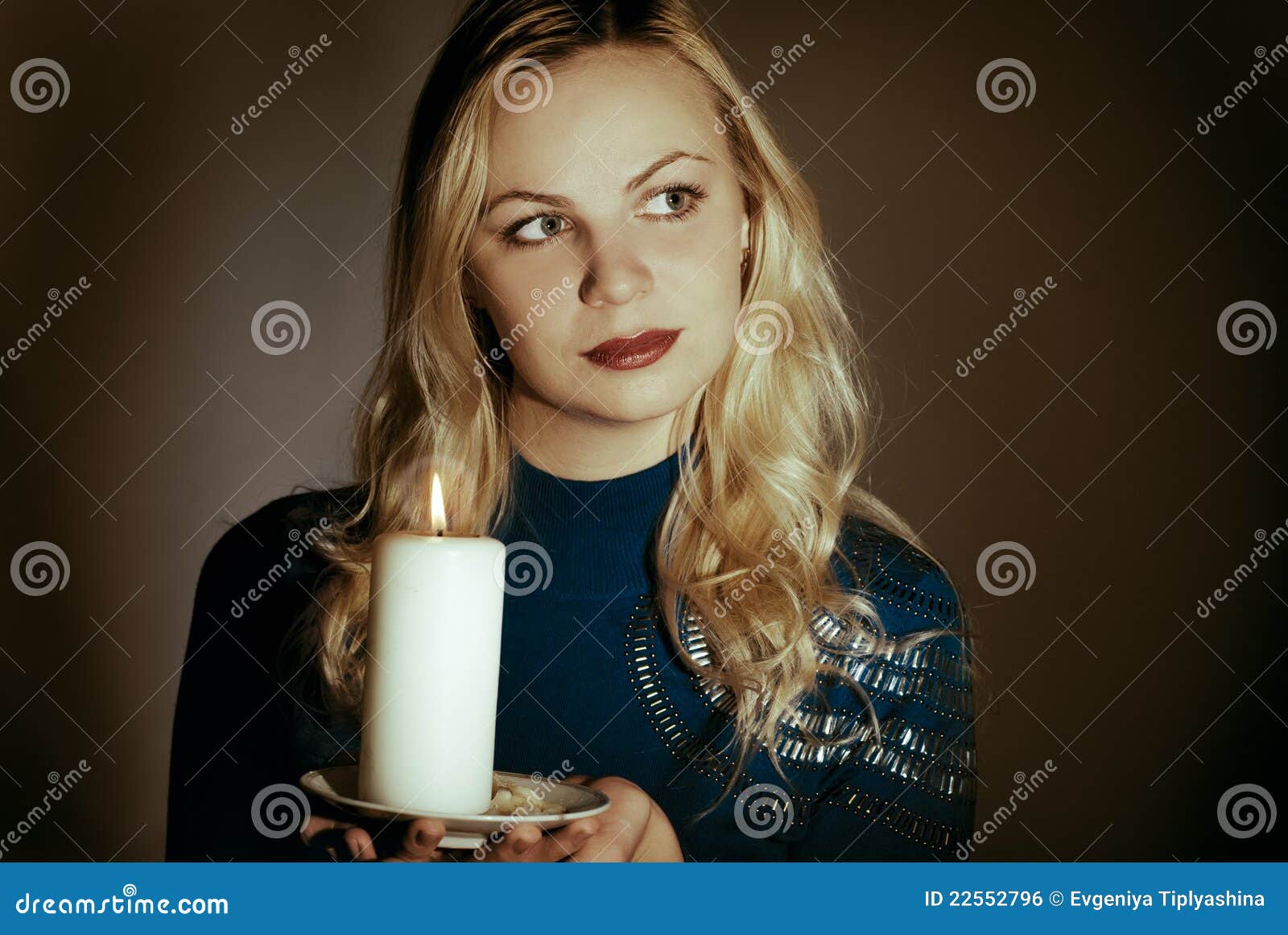 Girl with a candle stock photo. Image of medium, light 22552796