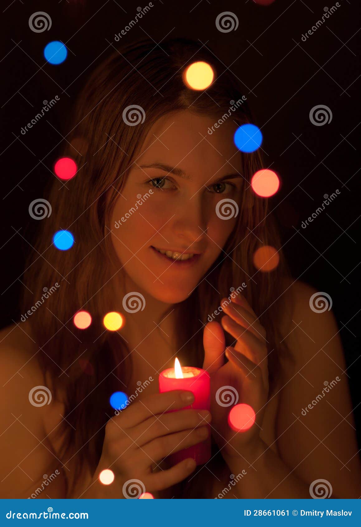 Girl with a candle stock image. Image of equipment, candle 28661061