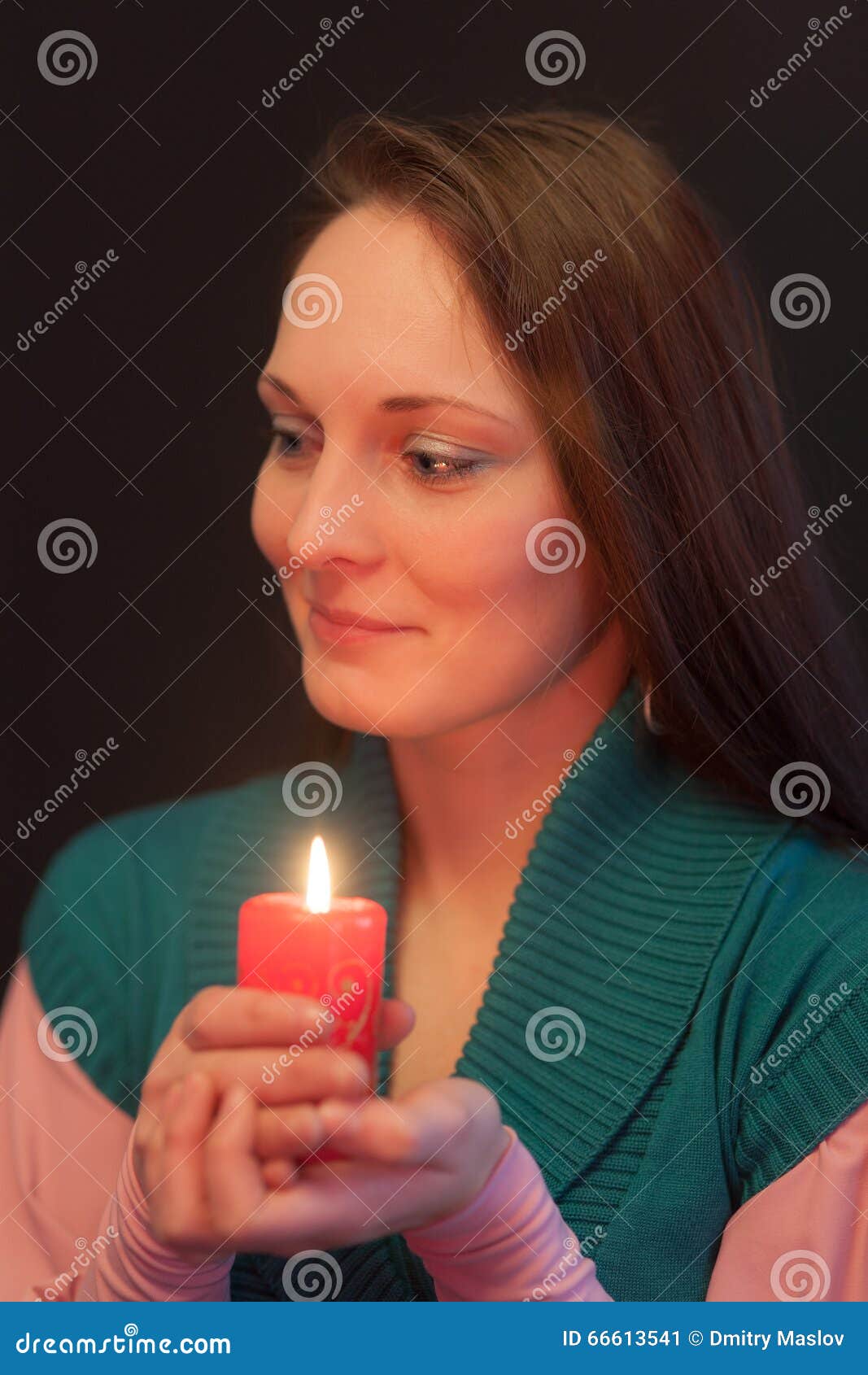 Girl with a candle stock image. Image of young, person 66613541