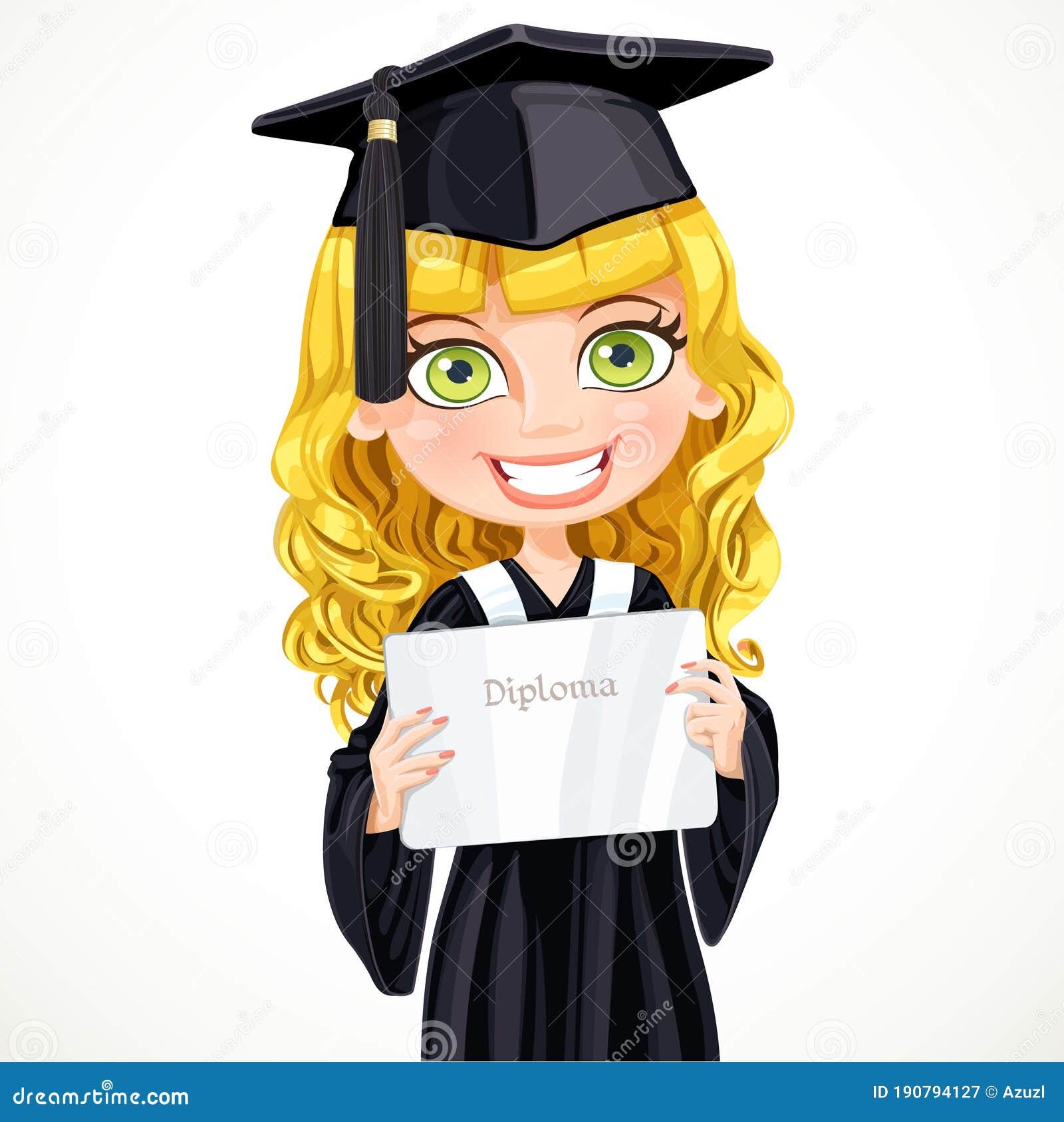 Girl in Cap and Gown Graduate Stock Illustration - Illustration of glad,  lifestyle: 190794127