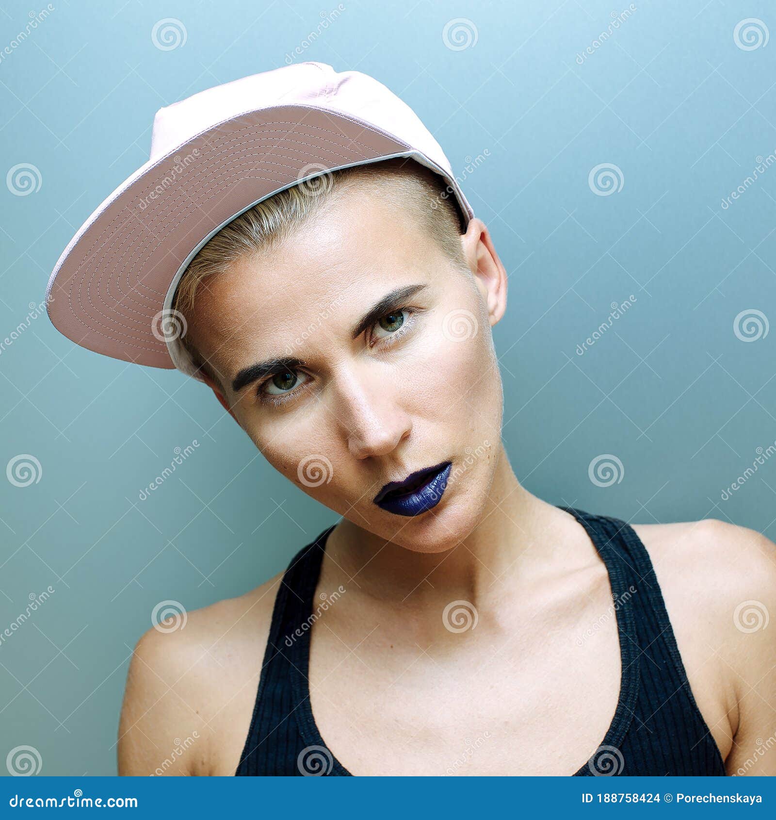 Girl in a Cap. Tomboy Style Fashion Stock Photo - Image of beauty ...
