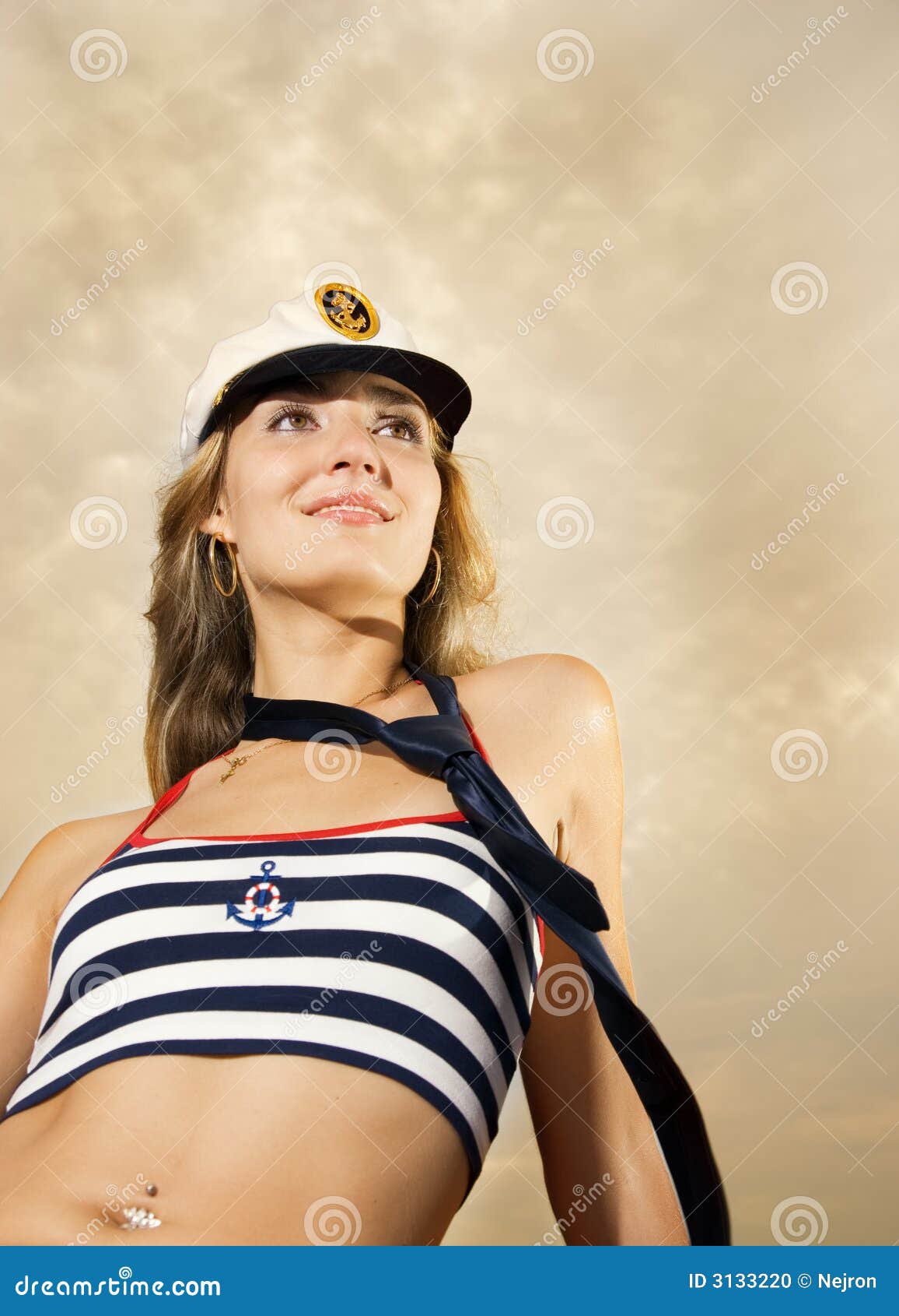 Girl in captain s hat stock photo. Image of round, service 3133220