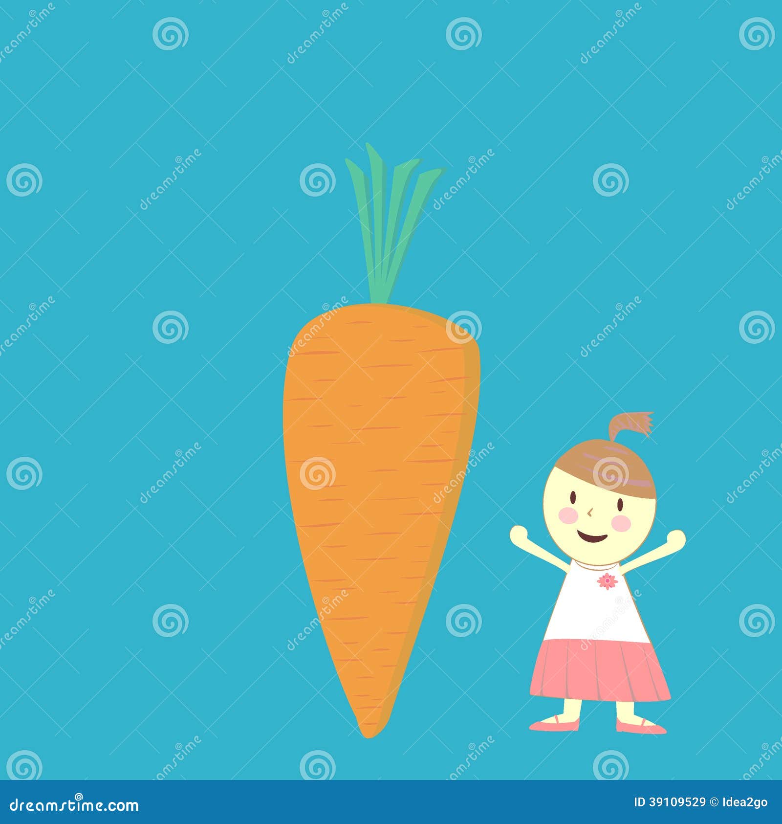 Girl and carrot stock illustration. Illustration of design 39109529