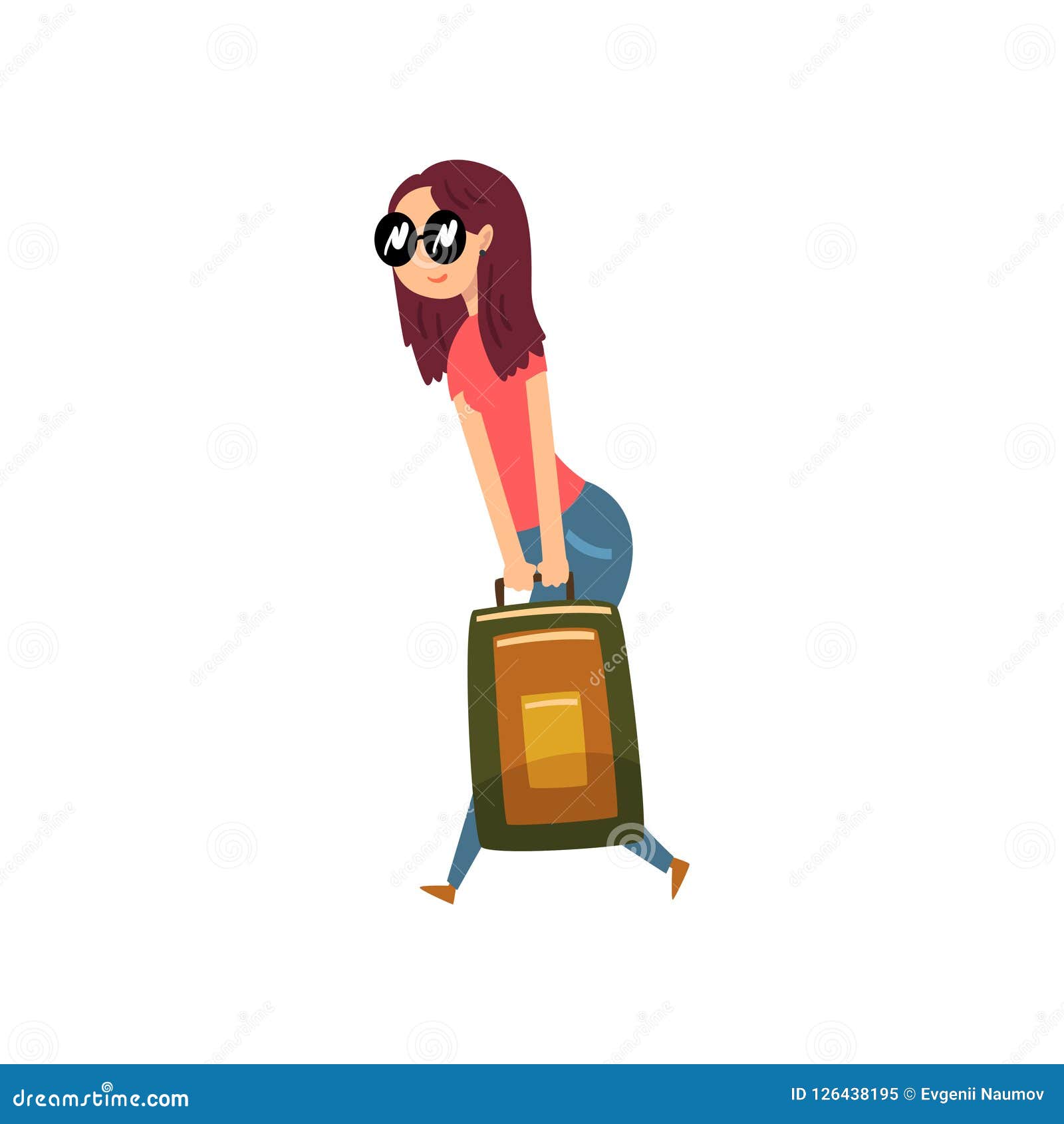 Girl Carrying a Heavy Suitcase, People Traveling on Vacation Concept Cartoon  Vector Illustration on a White Background Stock Vector - Illustration of  people, passenger: 126438195