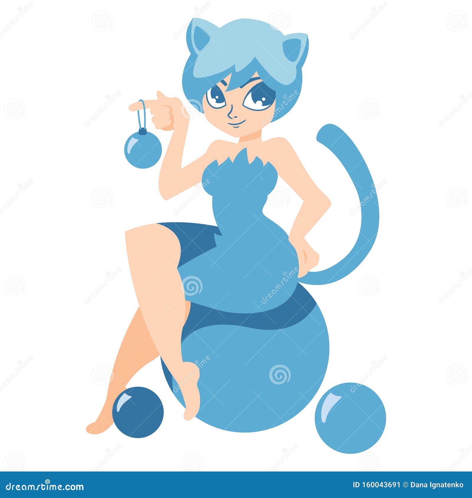 Girl-cat in Dress with Christmas Decorations Stock Vector - Illustration of greet, happiness: 160043691 Girl-cat in Dress with Christmas Decorations Stock Vector - Illustration of greet, happiness: 160043691