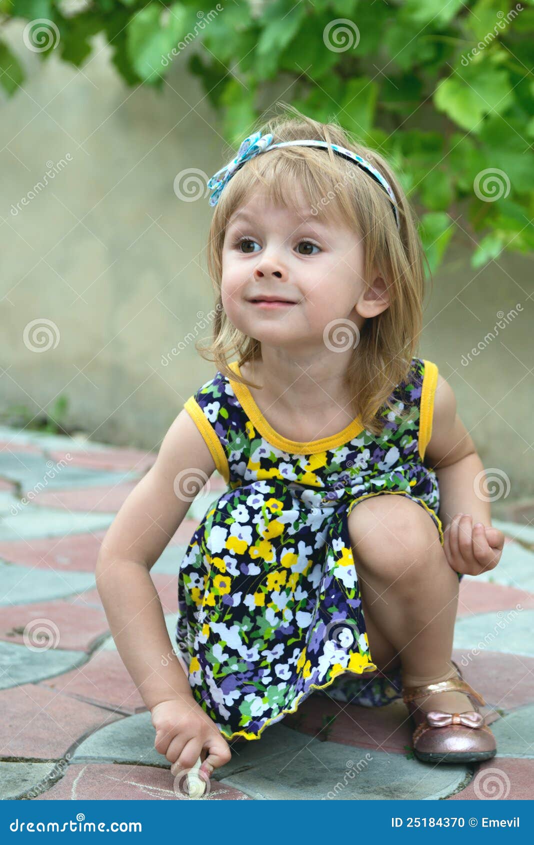 Little girl wrote in chalk stock image. Image of education 