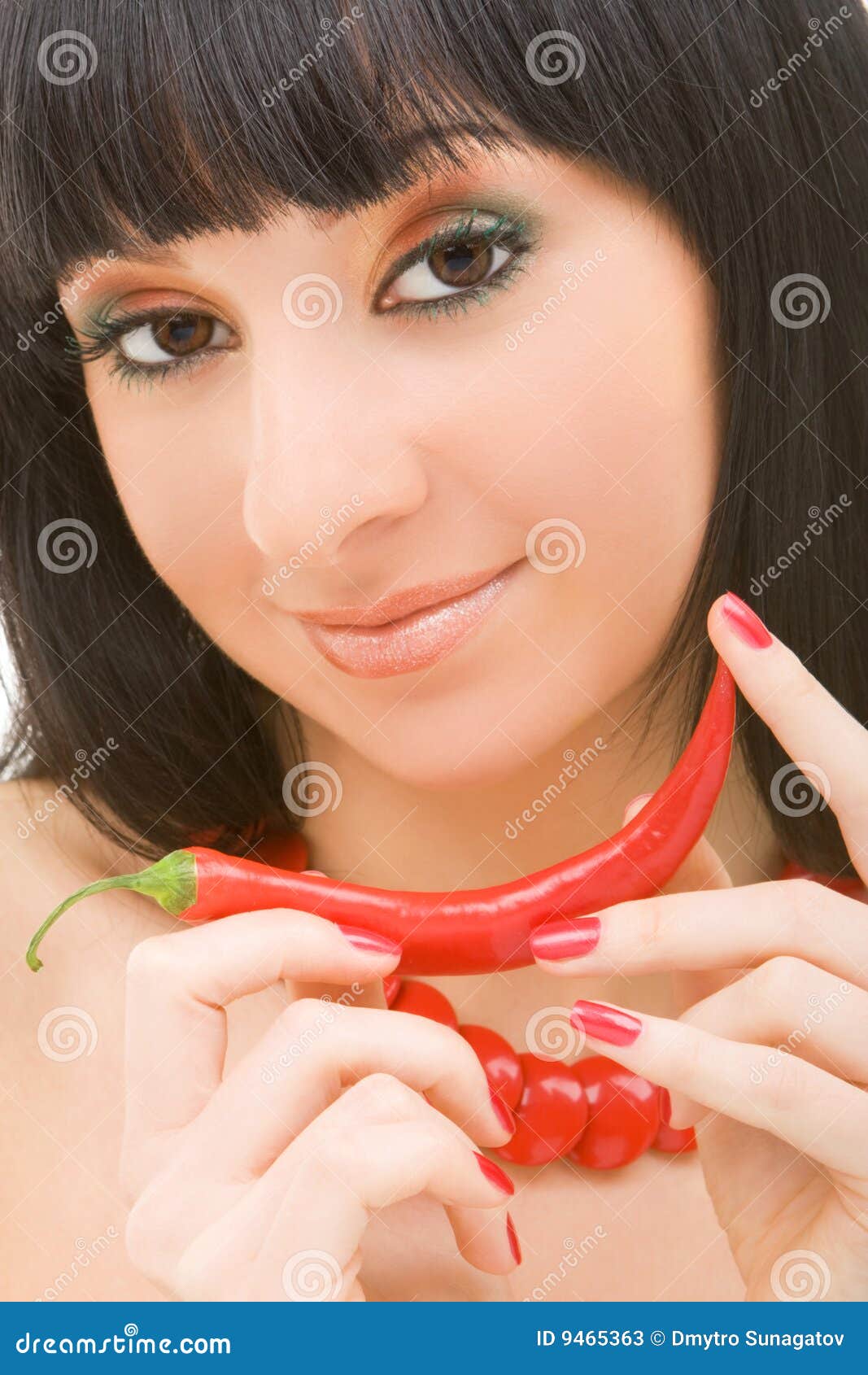 Girl with chili pepper stock image. Image of health, cute 9465363