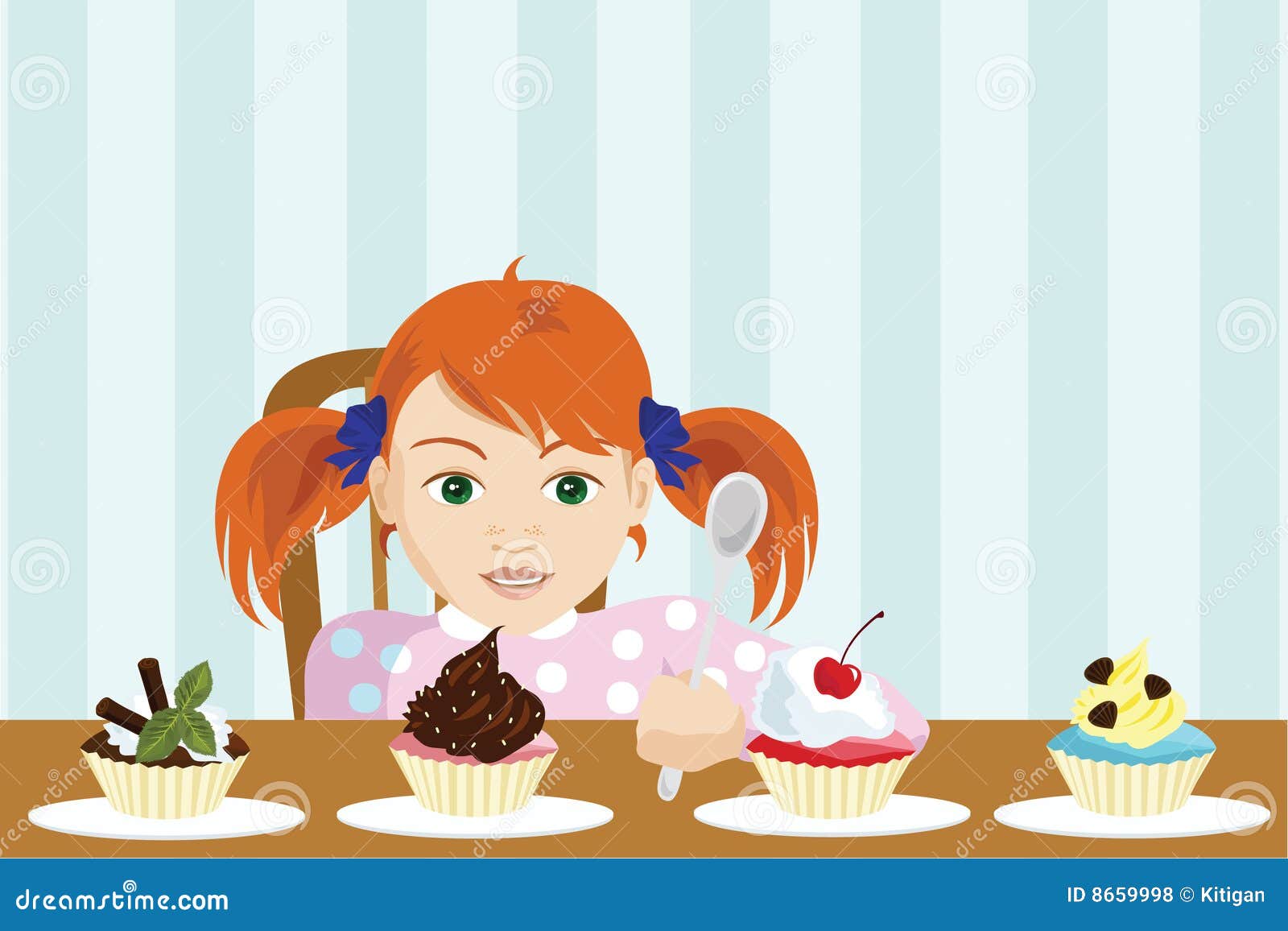 Girl Choose a Cake stock vector. Illustration of dessert - 8659998