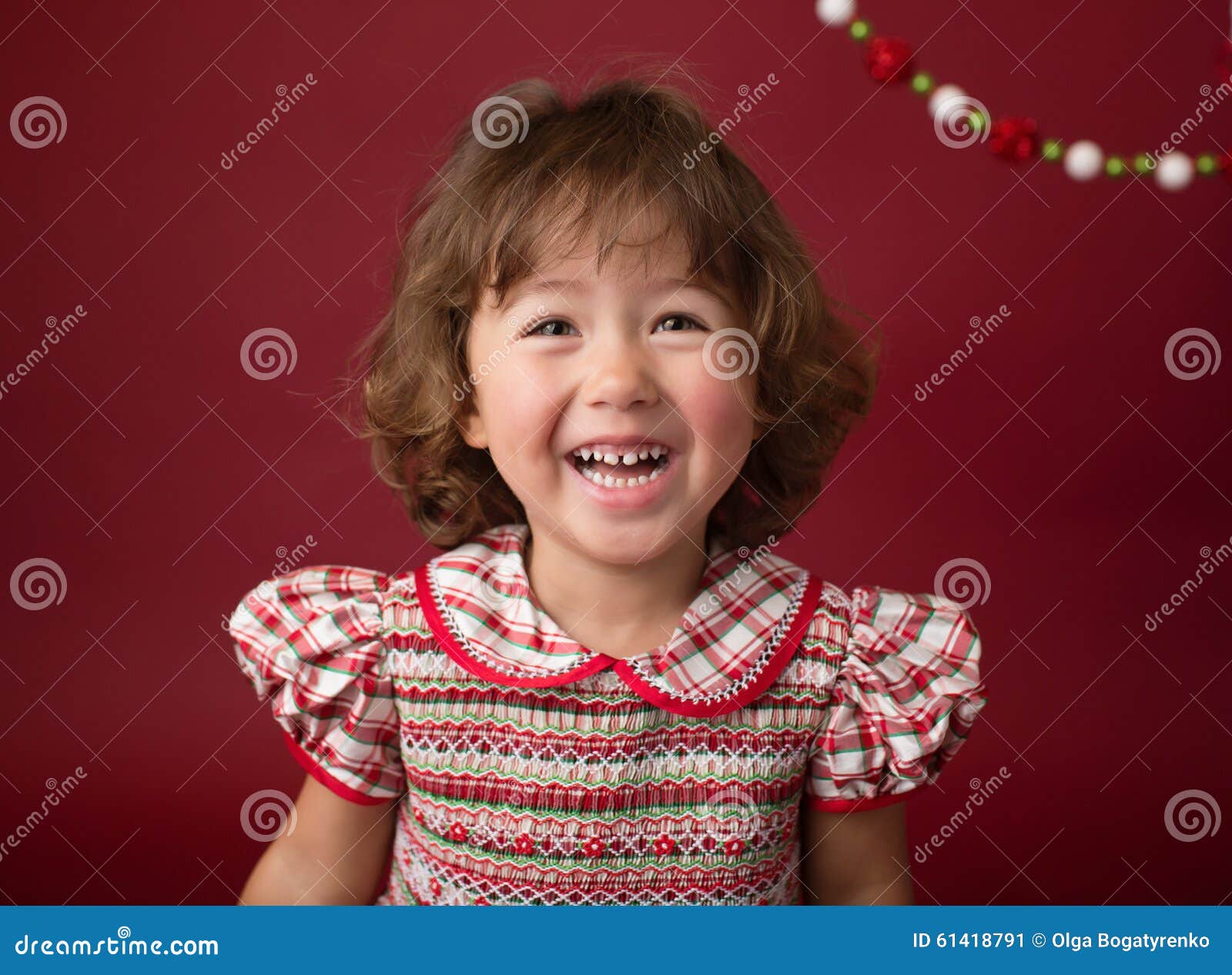 Girl in Christmas Dress, Outfit. Holiday Fashion Stock Image - Image of ...