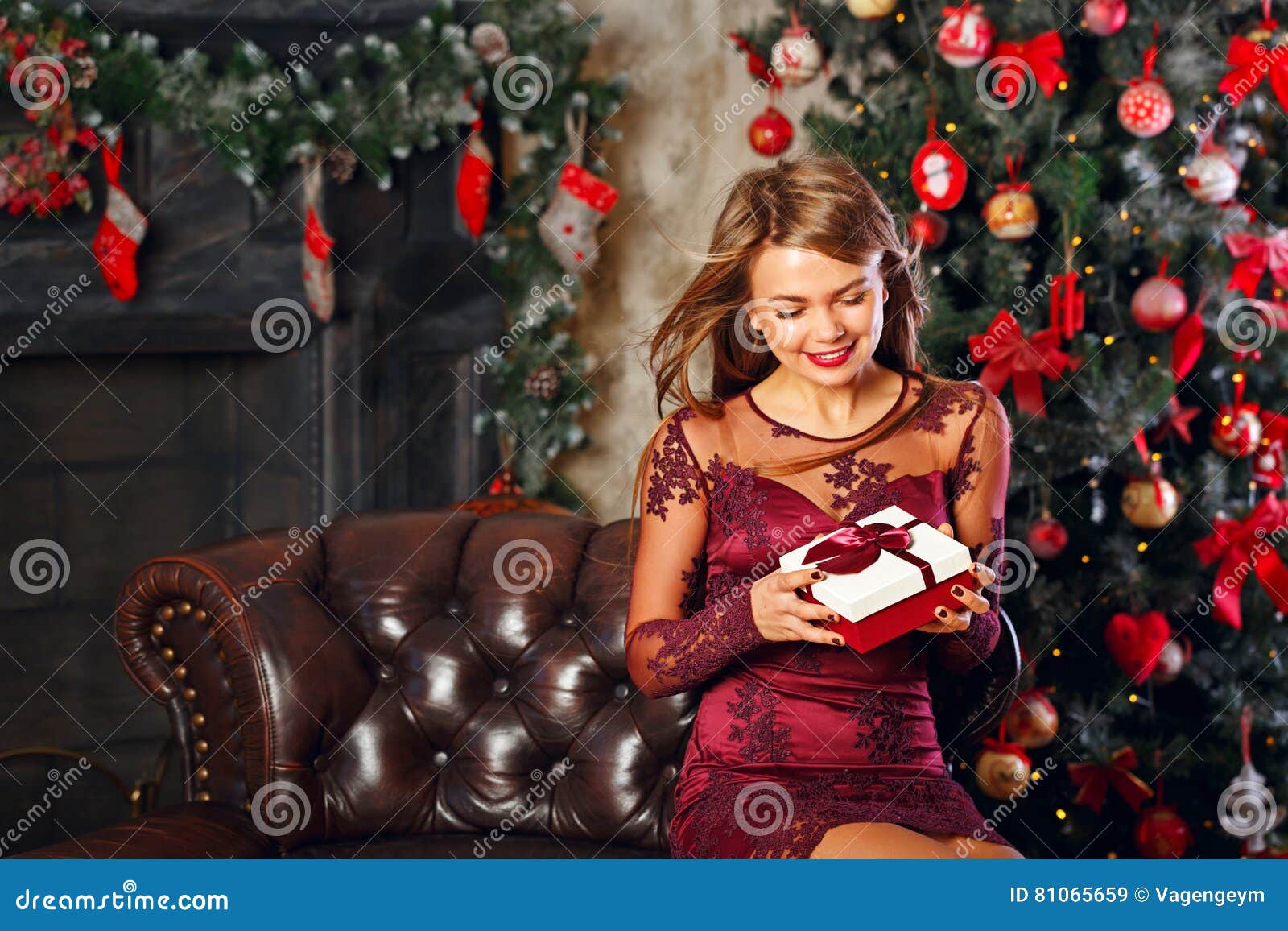 Girl With Christmas T Stock Image Image Of Person 81065659