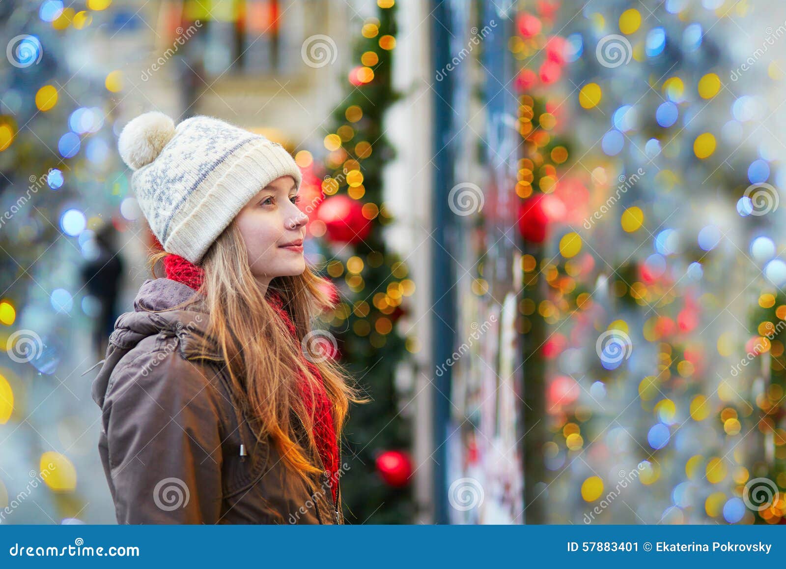 Girl at Christmas market stock image. Image of client - 57883401