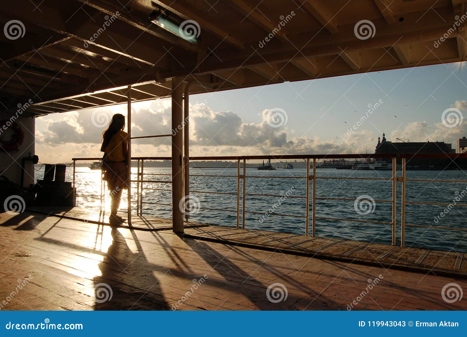 a girl on a city liner ship