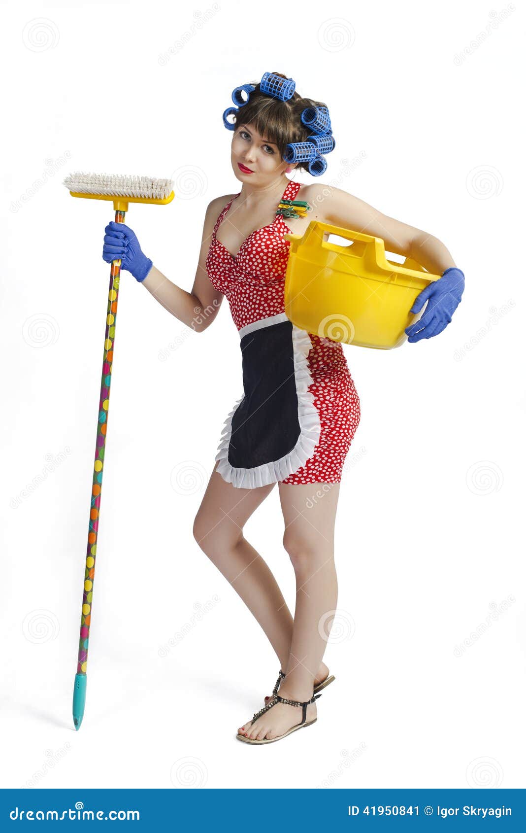 Girl the cleaner stock image. Image of cute, cleaner 41950841
