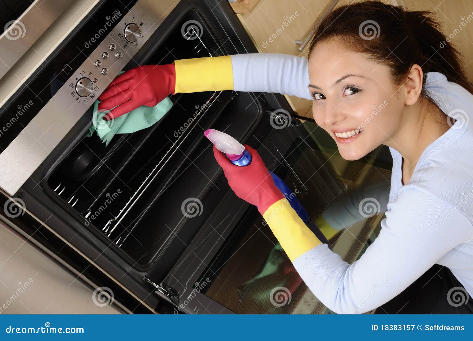 girl cleaning the house