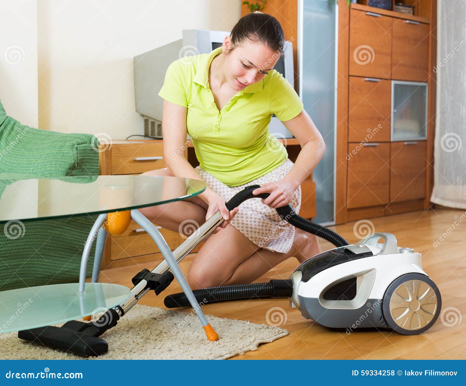 Girl Cleaning With Vacuum Cleaner Stock Photo Ima