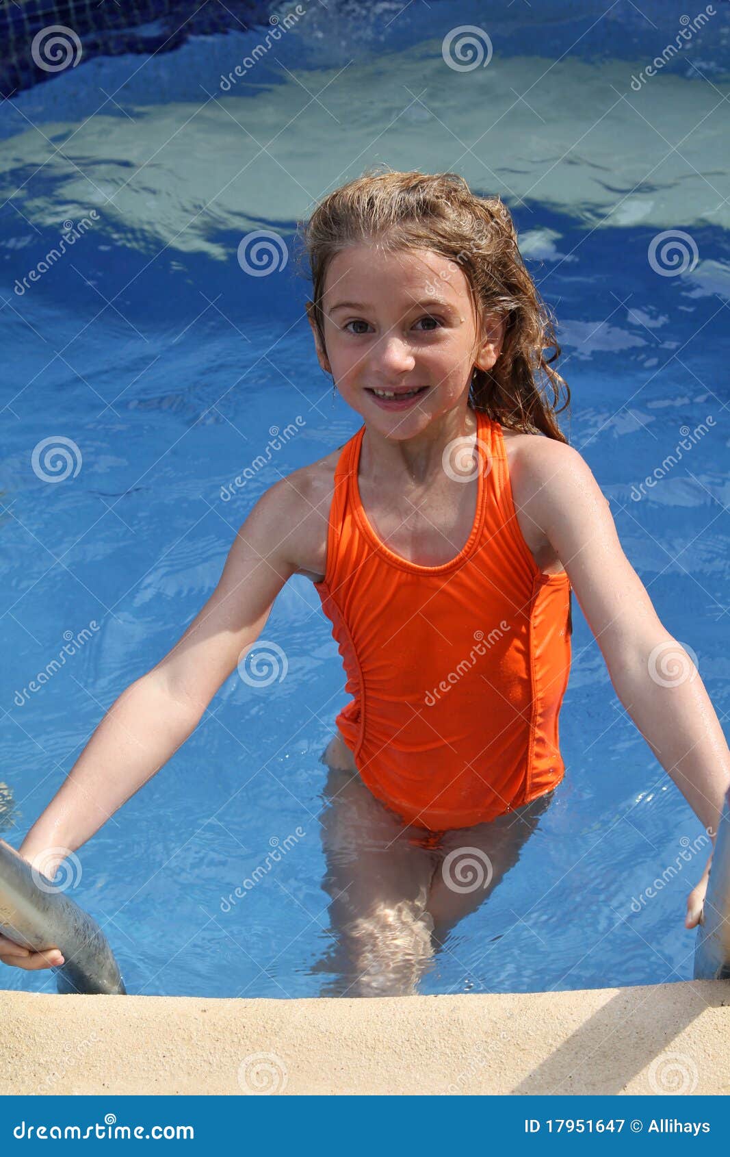 Girl Climbing Out Of Pool Stock Image Image Of Sun