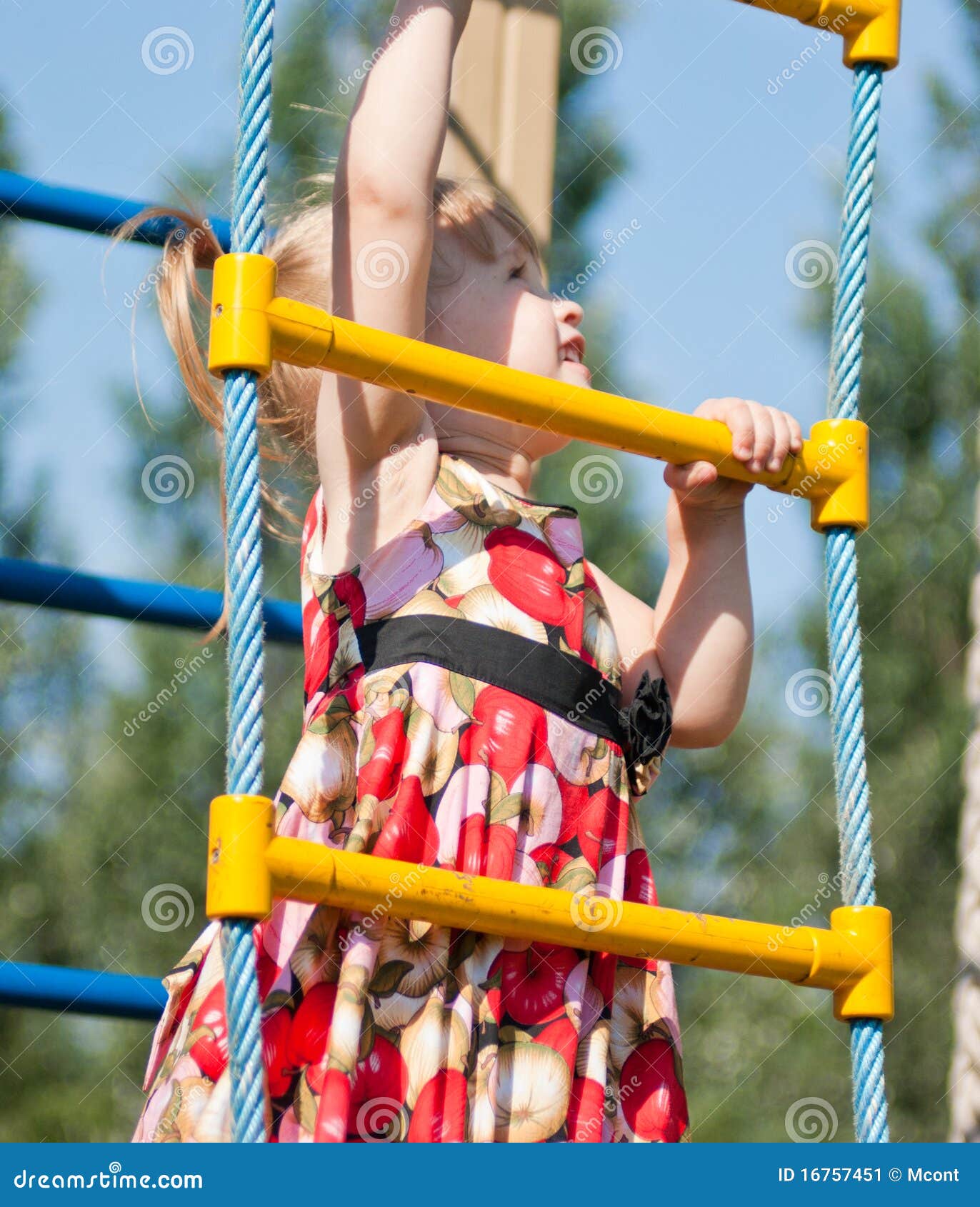 Girl climbs on the ladder stock image. Image of children 16757451