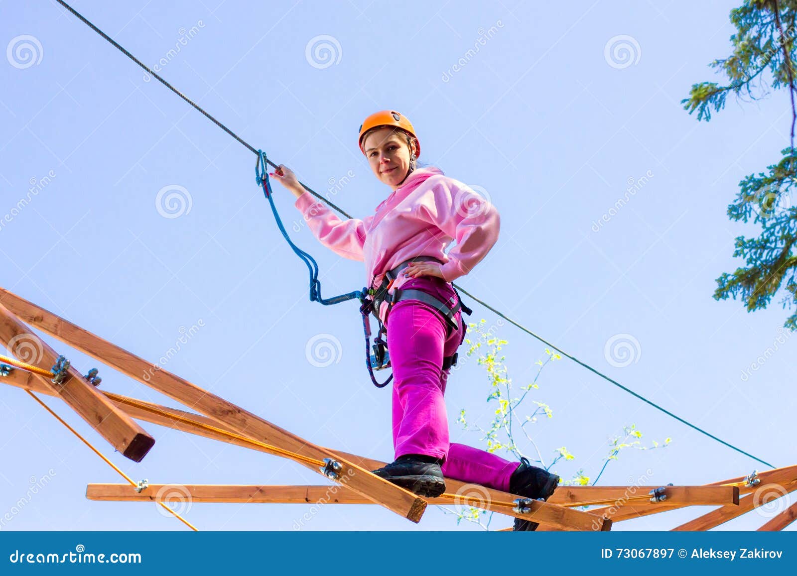 Girl Climbs into Ropes Course Stock Image Image of equipment, climb