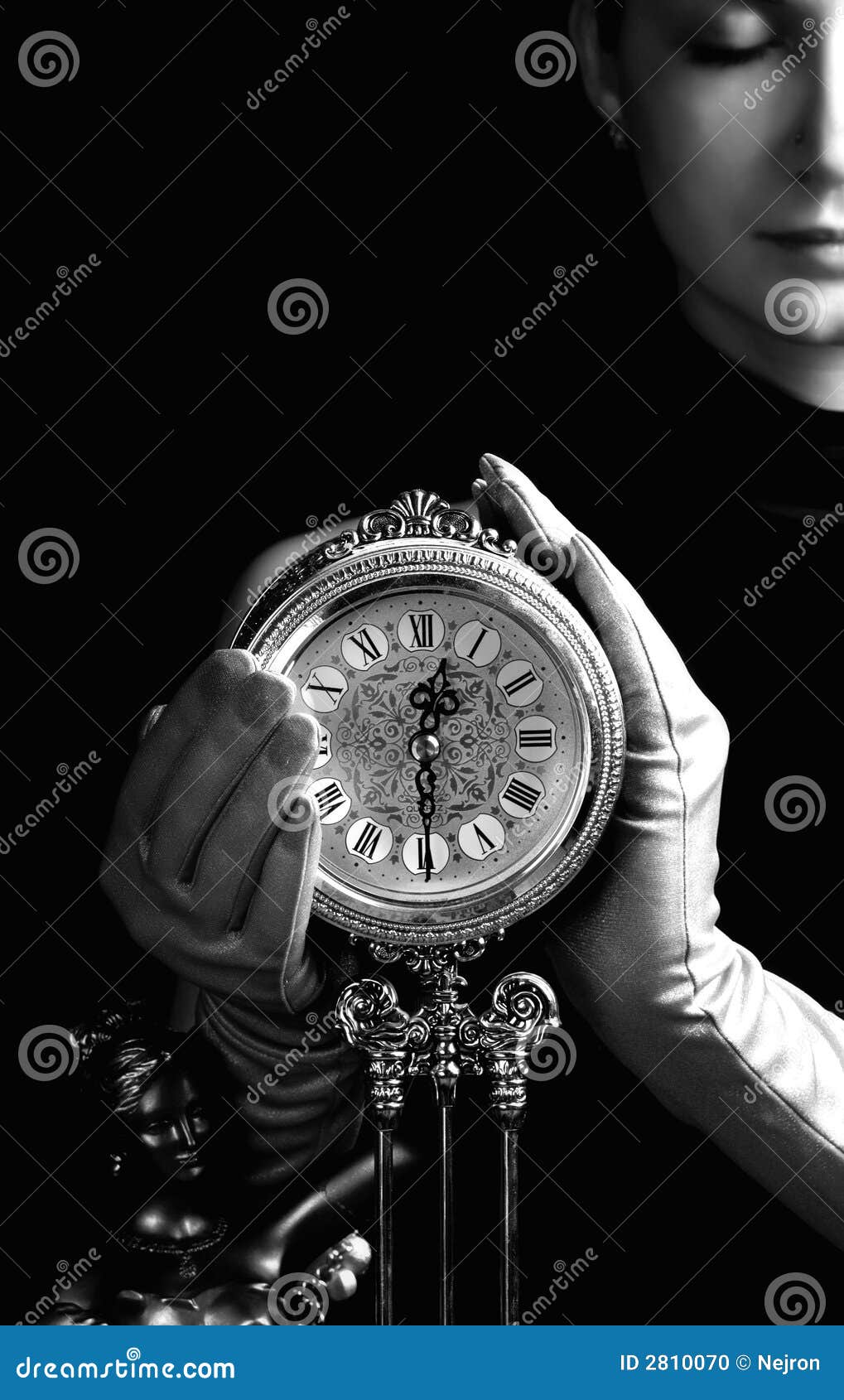 Girl with a clock stock photo. Image of hand, grunge, copy 2810070