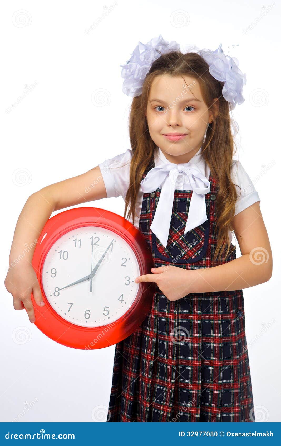 A girl and a clock stock photo. Image of fashion, hand 32977080