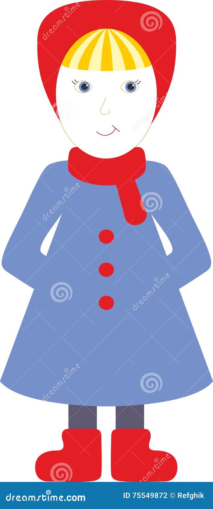 Girl in a coat and boots stock illustration. Illustration of smile
