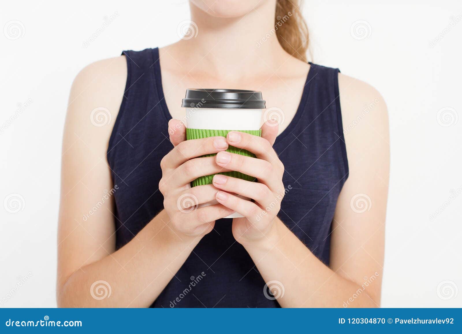 girl with coffee. morning drink.top view. mock up. copy space. template. blank.