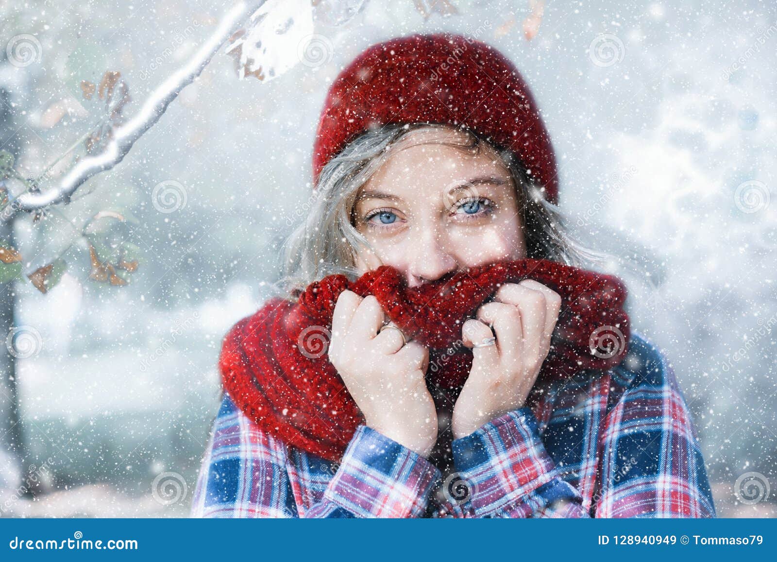 Girl during Cold Day Wearing Warm Clothes Outdoor Stock Image - Image ...
