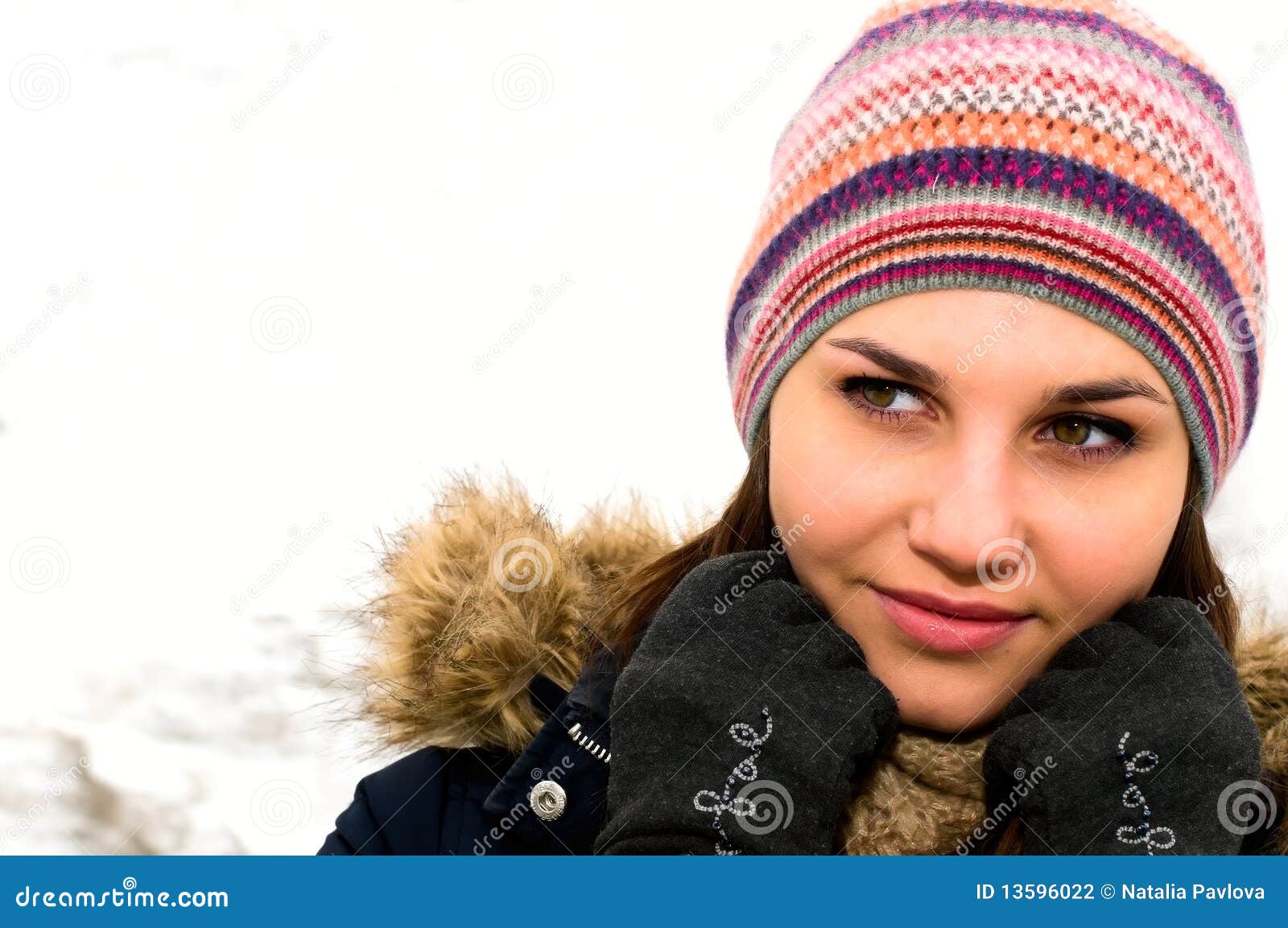Girl in colored cap stock photo. Image of cold, female - 13596022