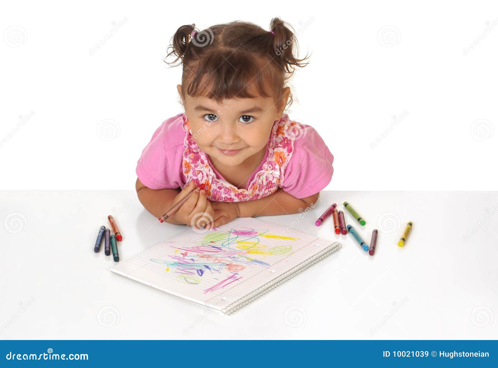 girl coloring with crayons stock image image of view 10021039