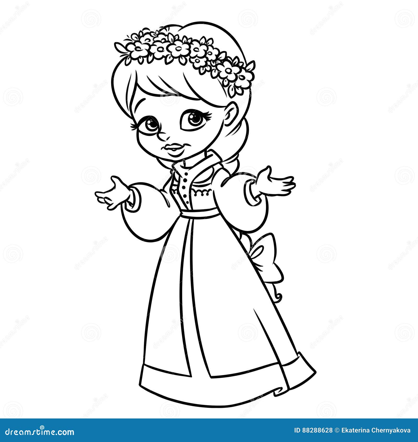 Girl Coloring Page Cartoon Illustrations Stock Illustration - Illustration  of spring, dress: 88288628