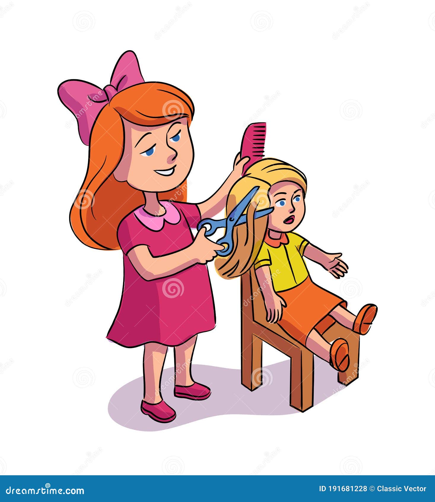 Child Combing Hair Isolated Stock Illustrations – 20 Child Combing ...