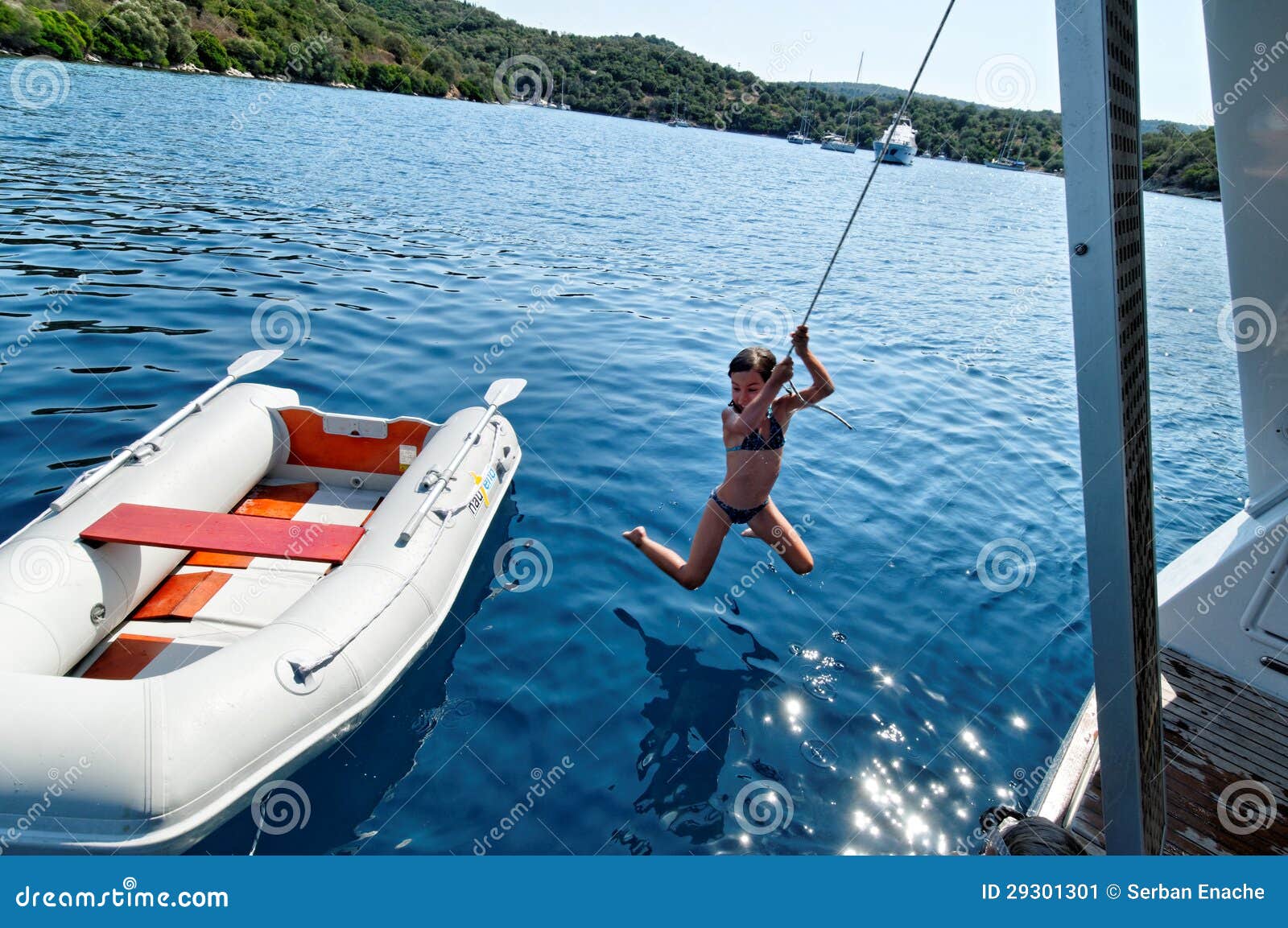 Girl Coming Ashore from a Dingy Stock Image Image of ocean, daring