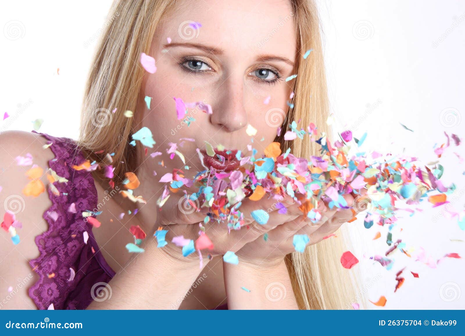 Girl with confetti stock photo. Image of funky, hands 26375704