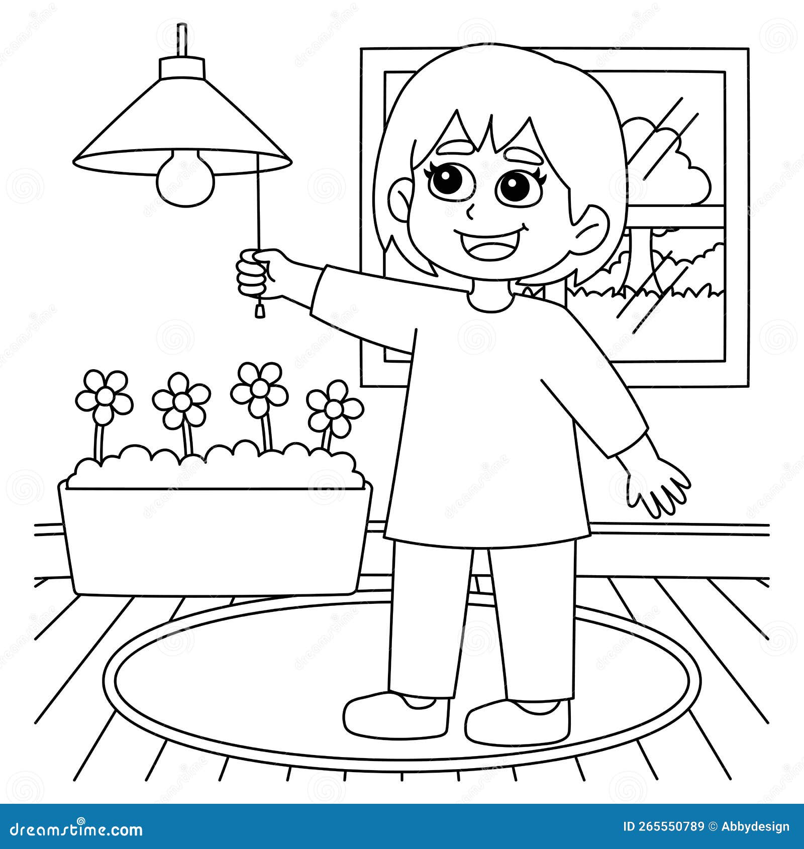 girl conserving energy coloring page for kids