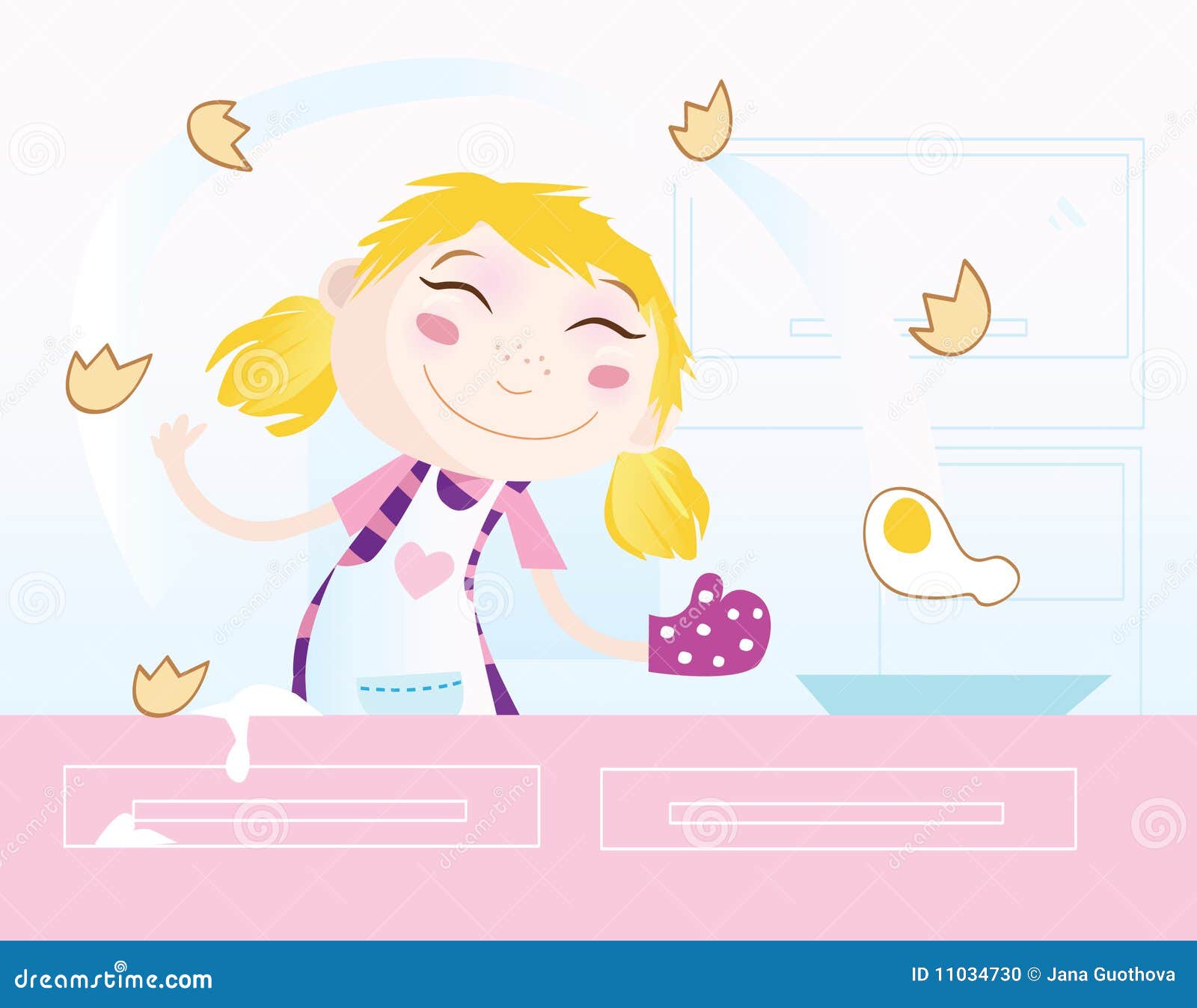 Girl is cooking stock vector. Illustration of female - 11034730