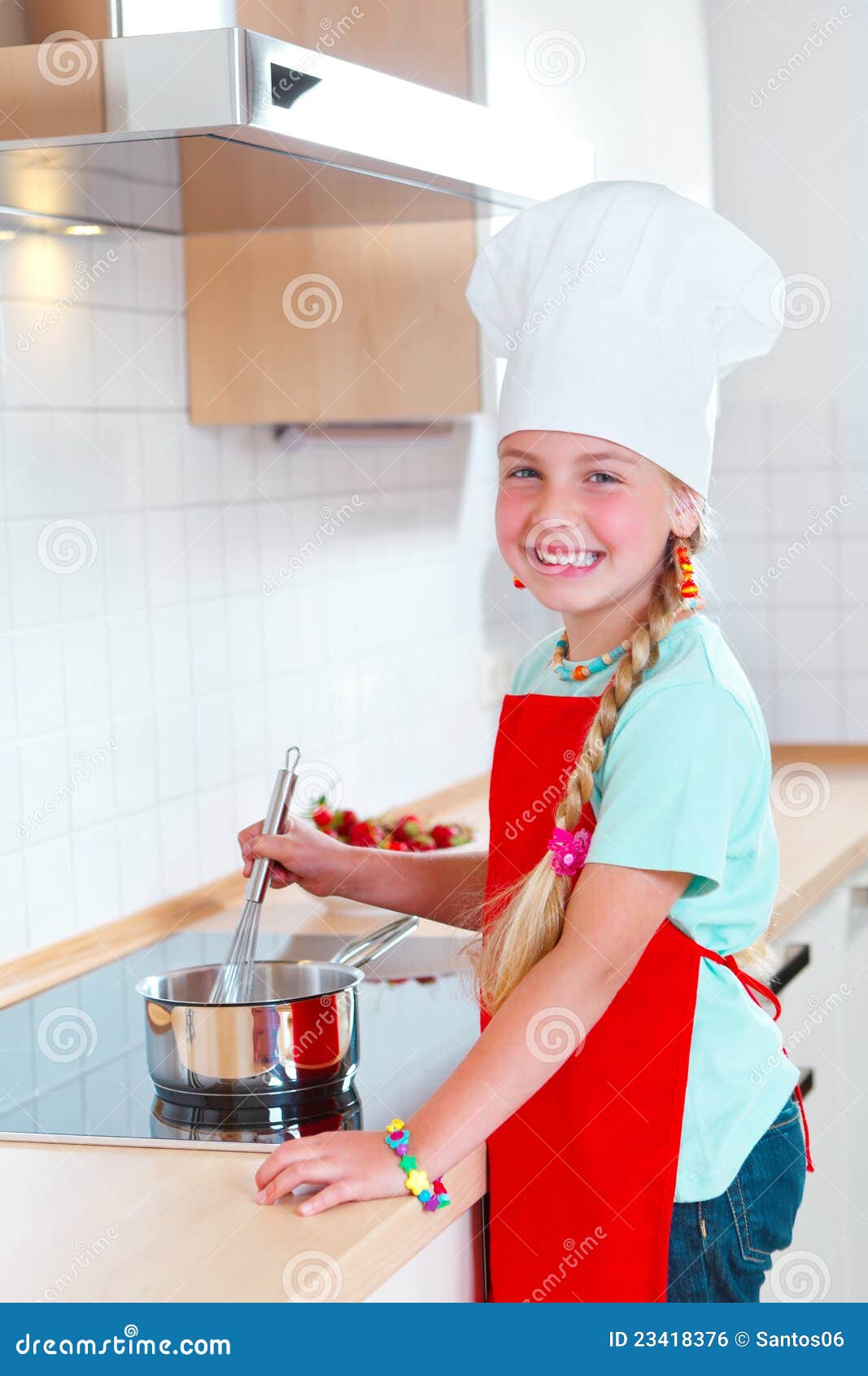 Girl Cooking in Modern Kitchen Stock Photo Image of saucepan