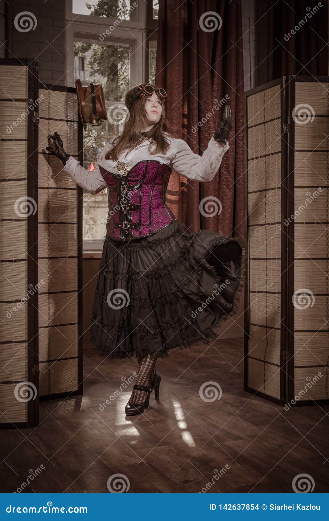 Girl in Costume and Accessories Steampunk Style Stock Photo - Image of ...