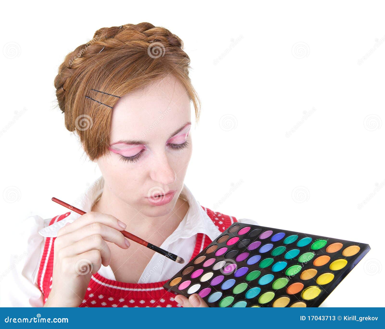 Girl with cosmetics stock image. Image of pink, beautiful 17043713