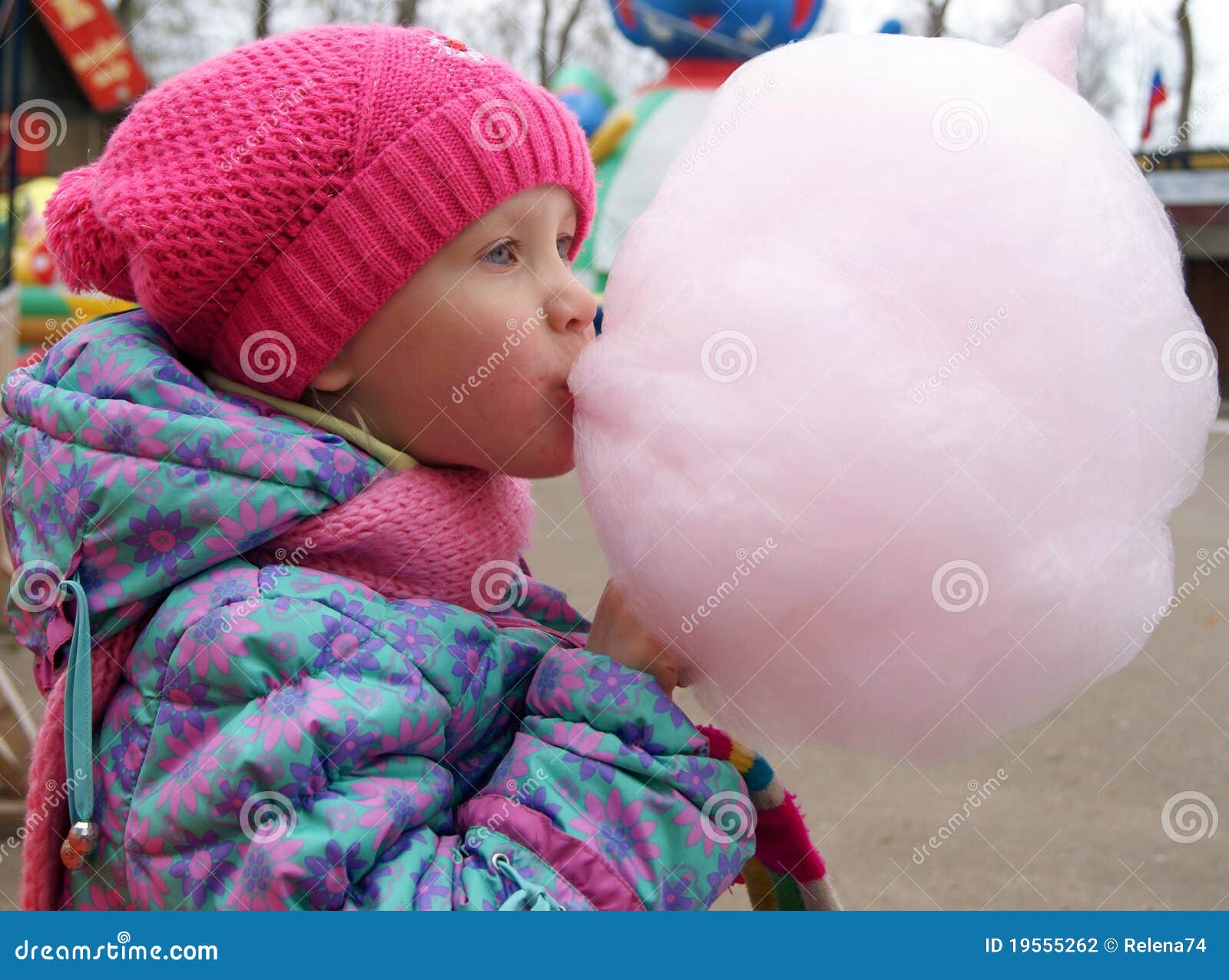 Girl with cotton candy stock photo. Image of profile 19555262