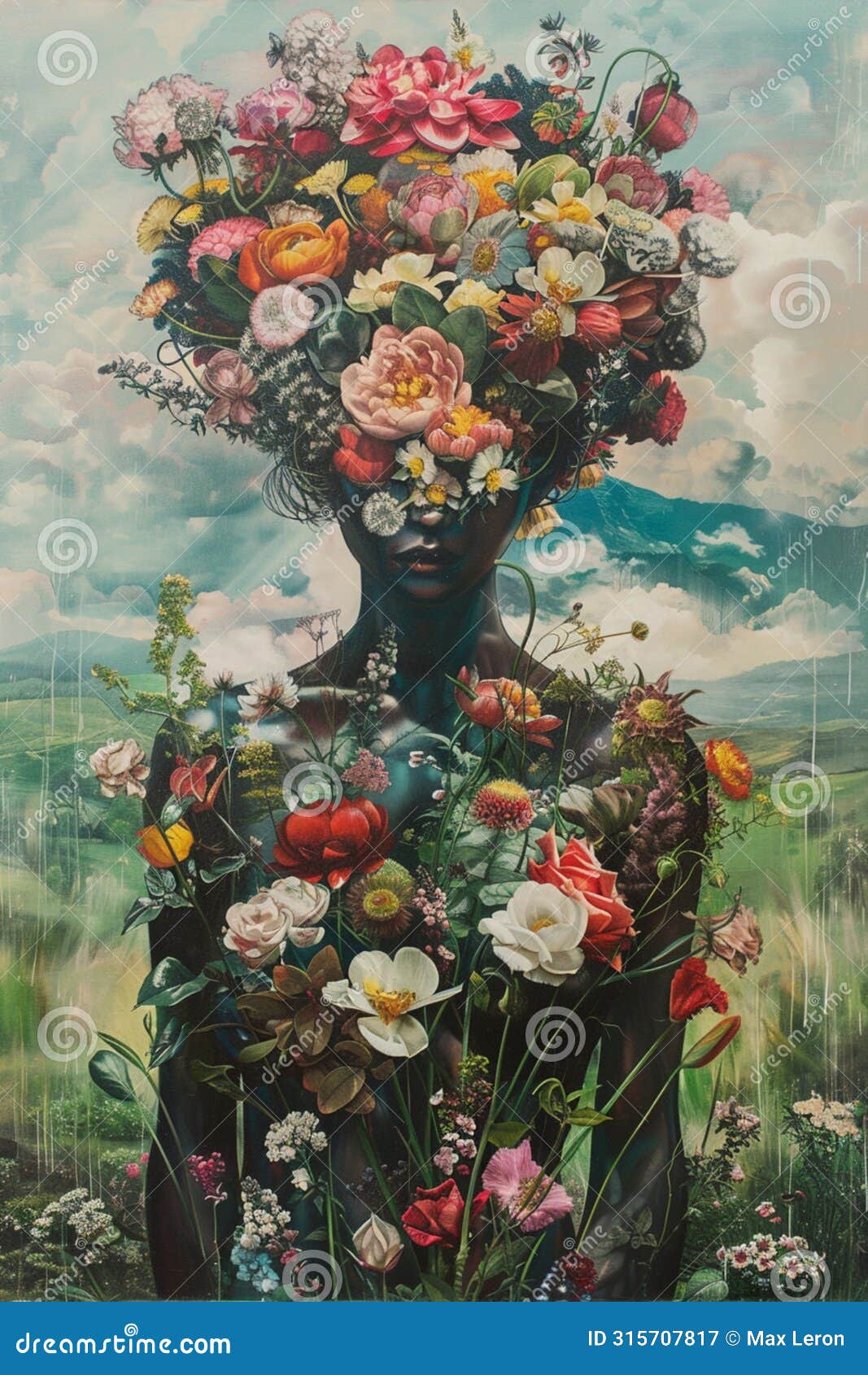 girl covered with flower, fullness, resource state