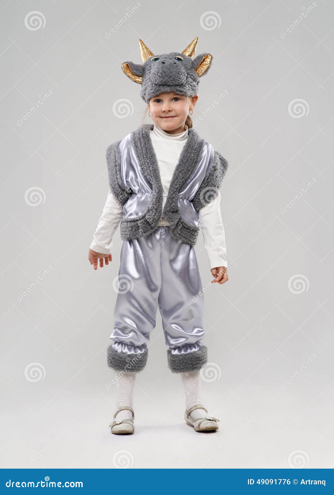 Girl in cow costume stock photo. Image of mask, christmas 49091776