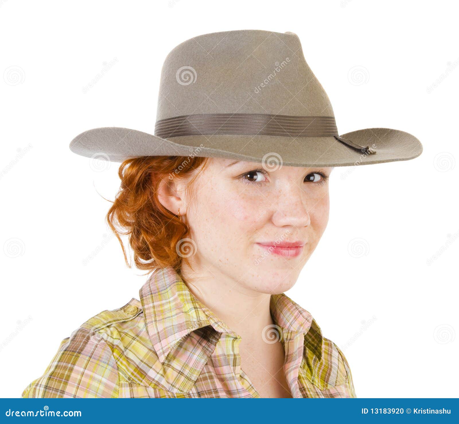 Girl in cowboy hat stock photo. Image of shirt, redhead 13183920