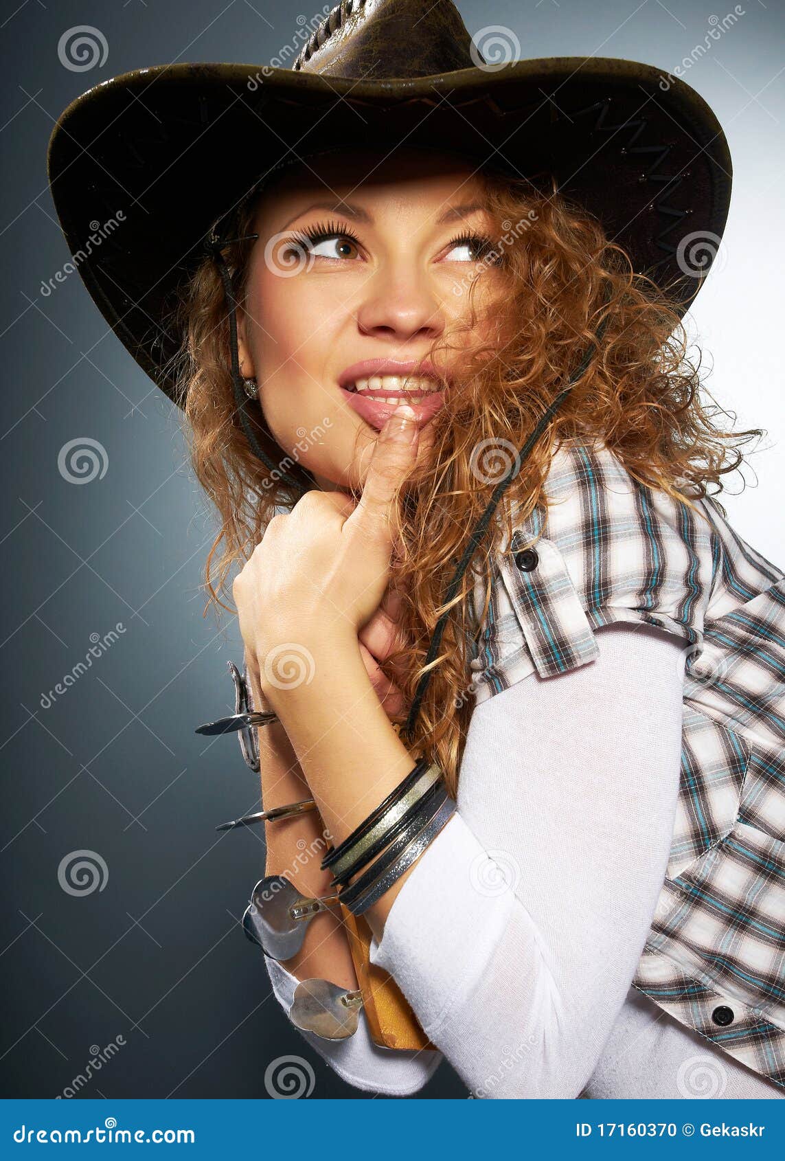 Girl in a cowboy hat stock photo. Image of attractive 17160370