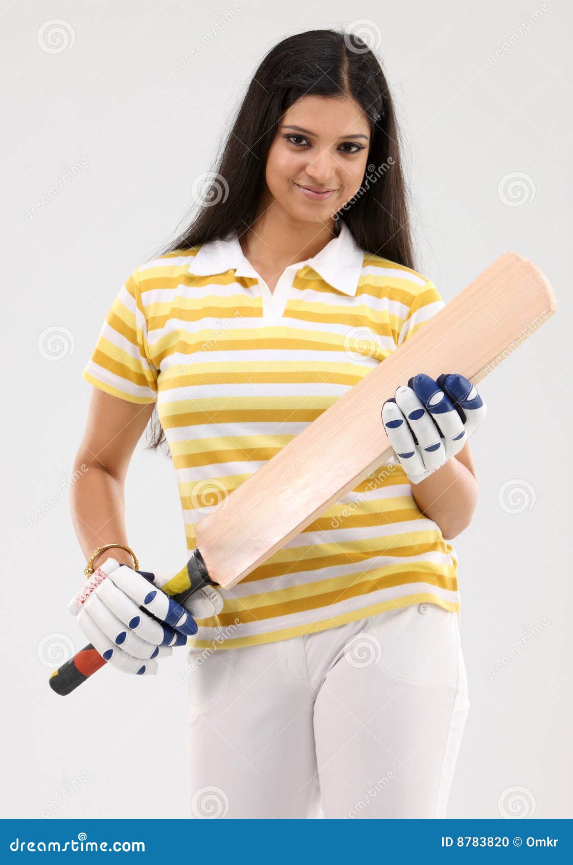 Indian Cricketer Batsman holding cricket bat with sports helmet