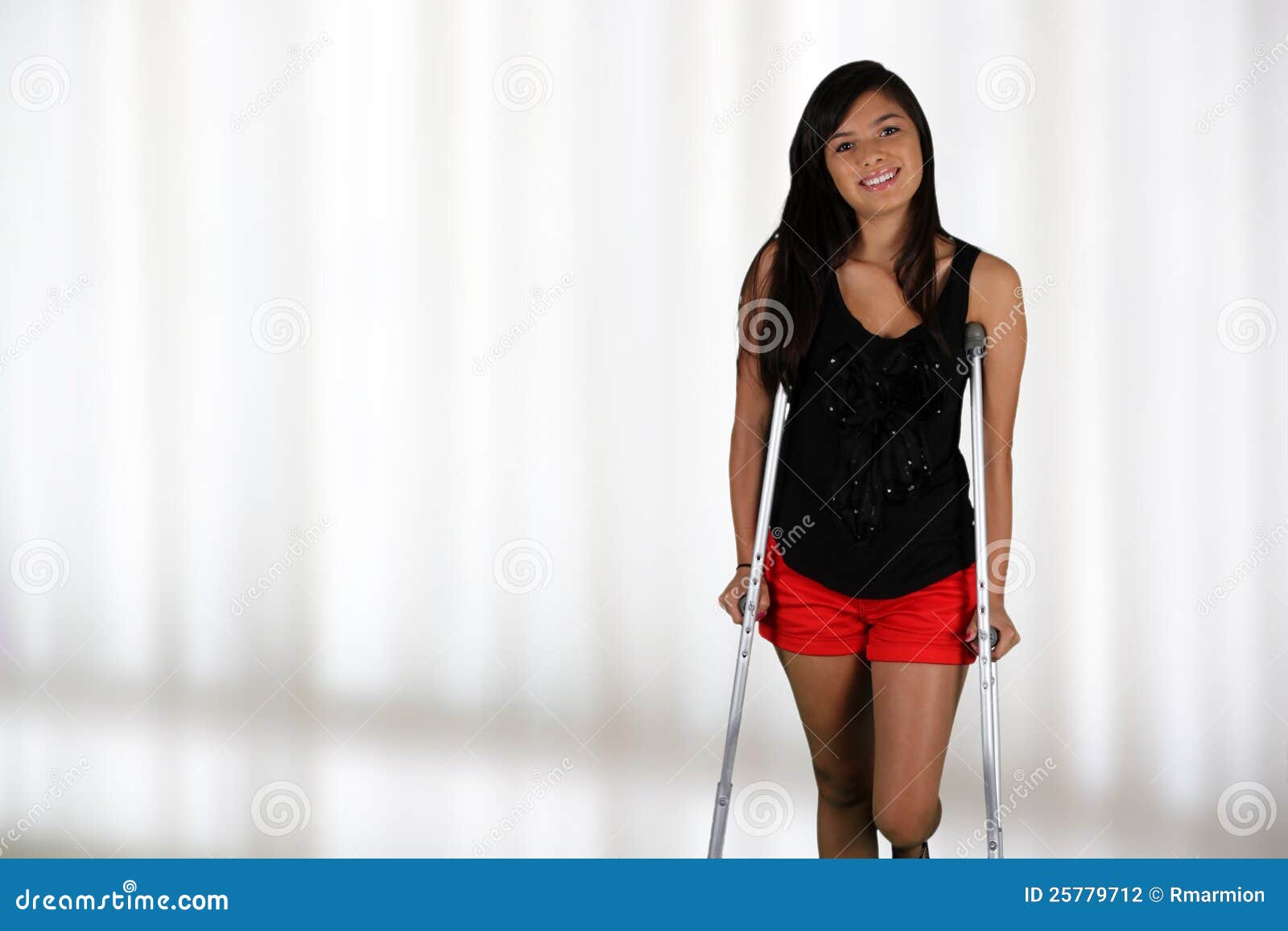 Girl On Crutches Stock Photography Image 25779712