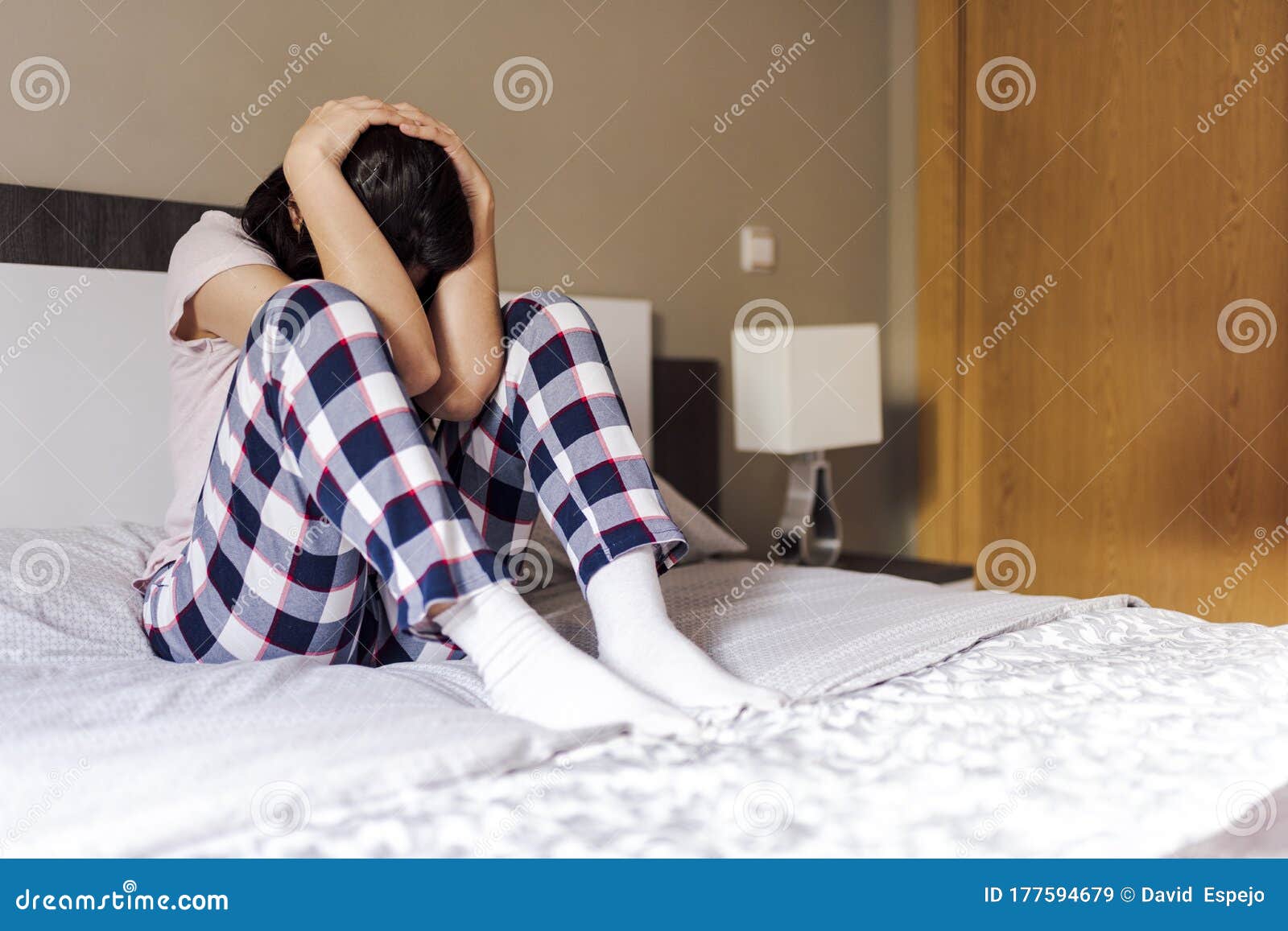 Girl Crying in Her Room Bed Stock Image - Image of mother, alone ...